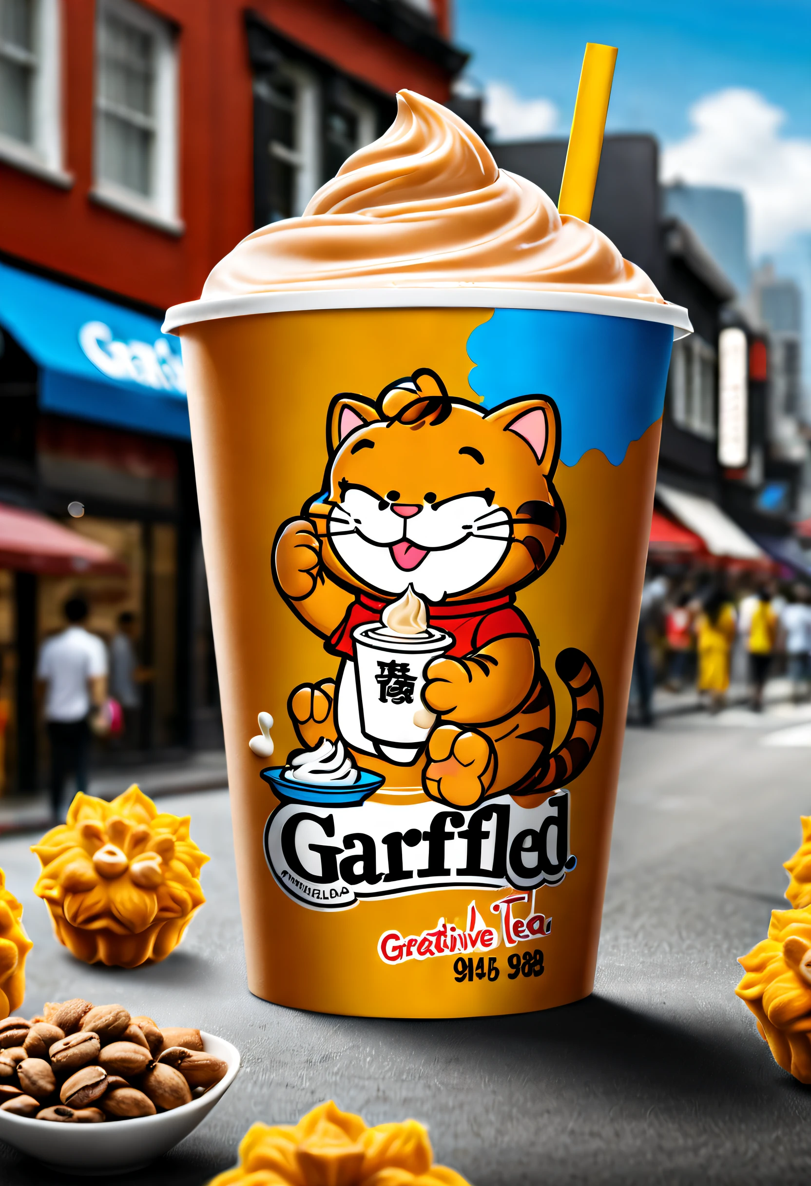 Brand advertising,Creative poster,Garfield milk tea,