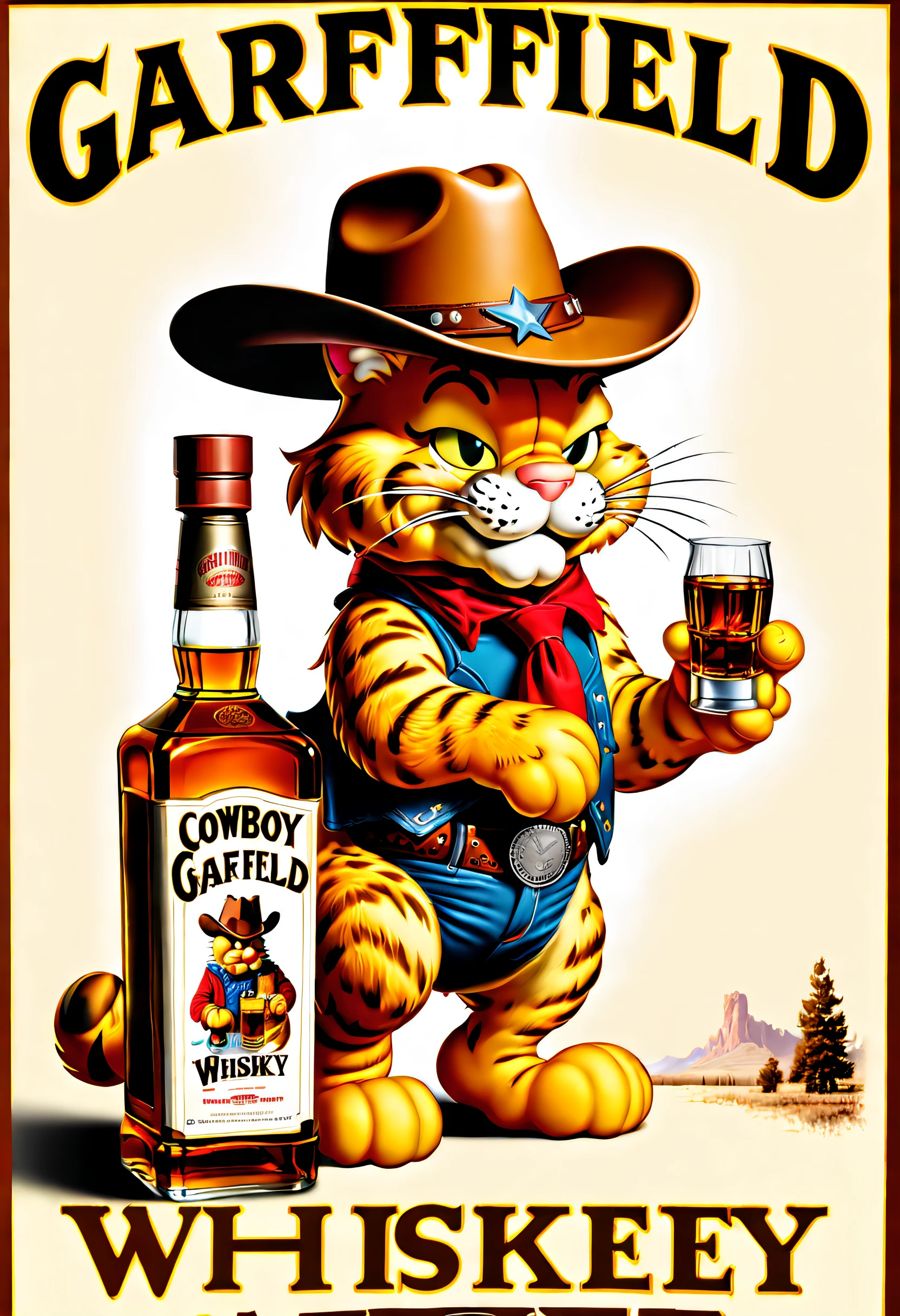 Brand advertising,Creative poster,Cowboy Garfield Whiskey,