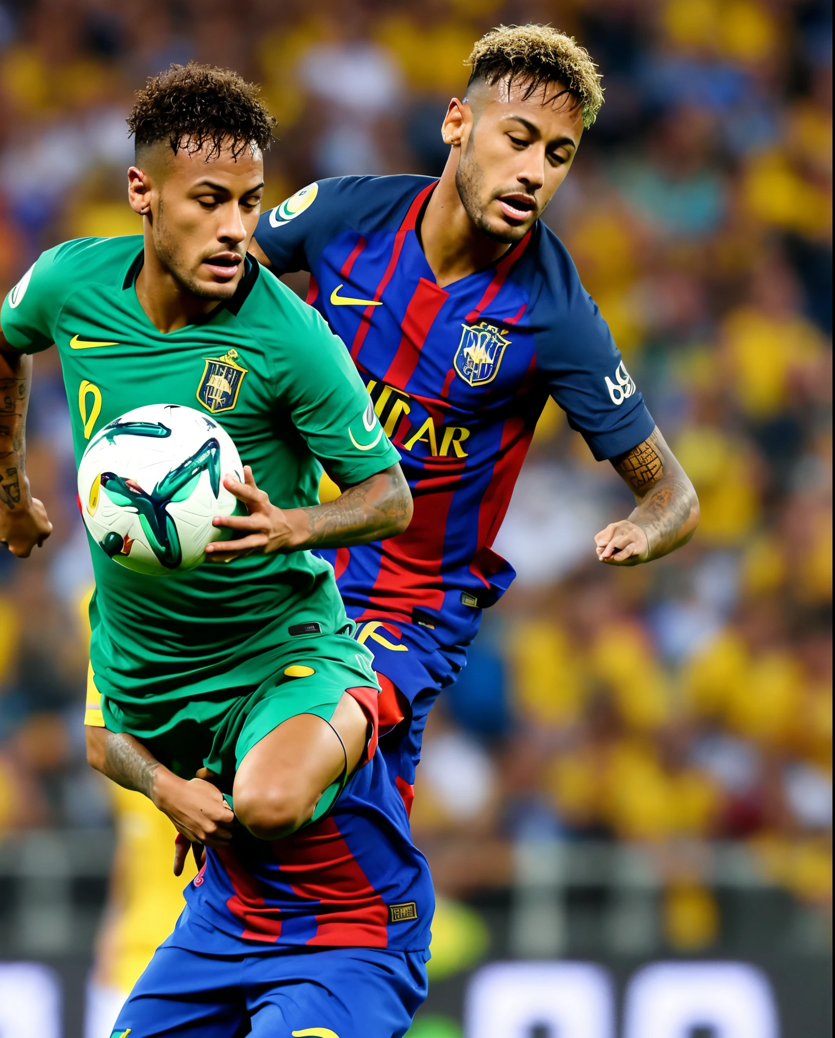 Neymar holding the World Cup trophy 