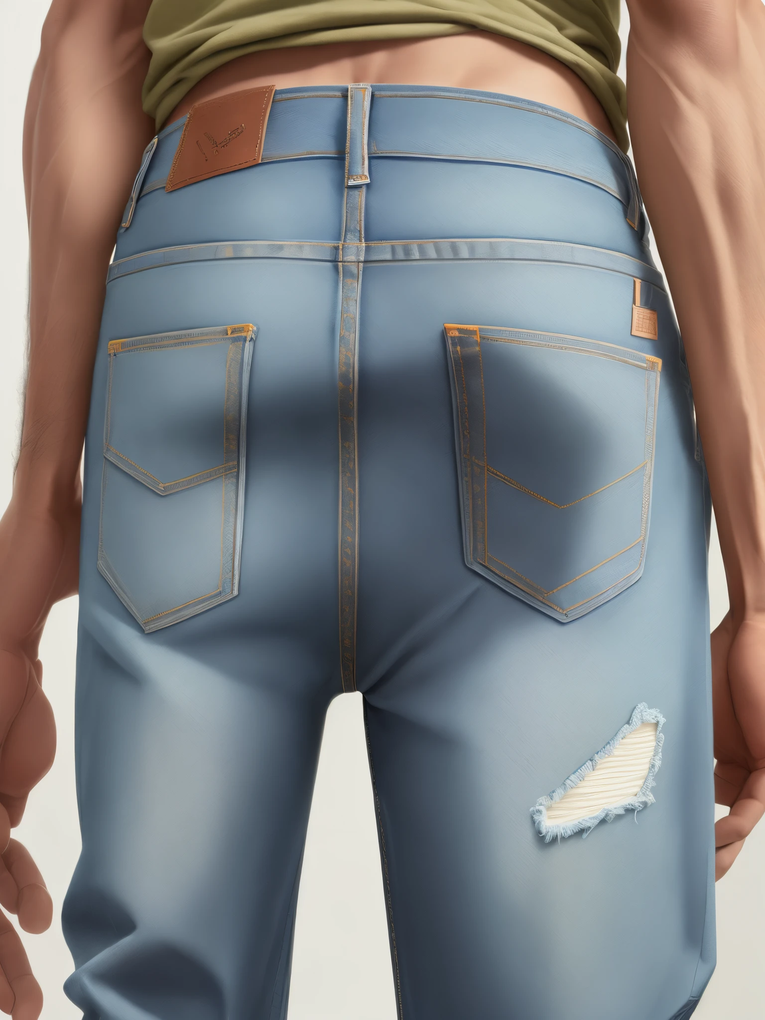 big assa,denim pant,Single horsetail