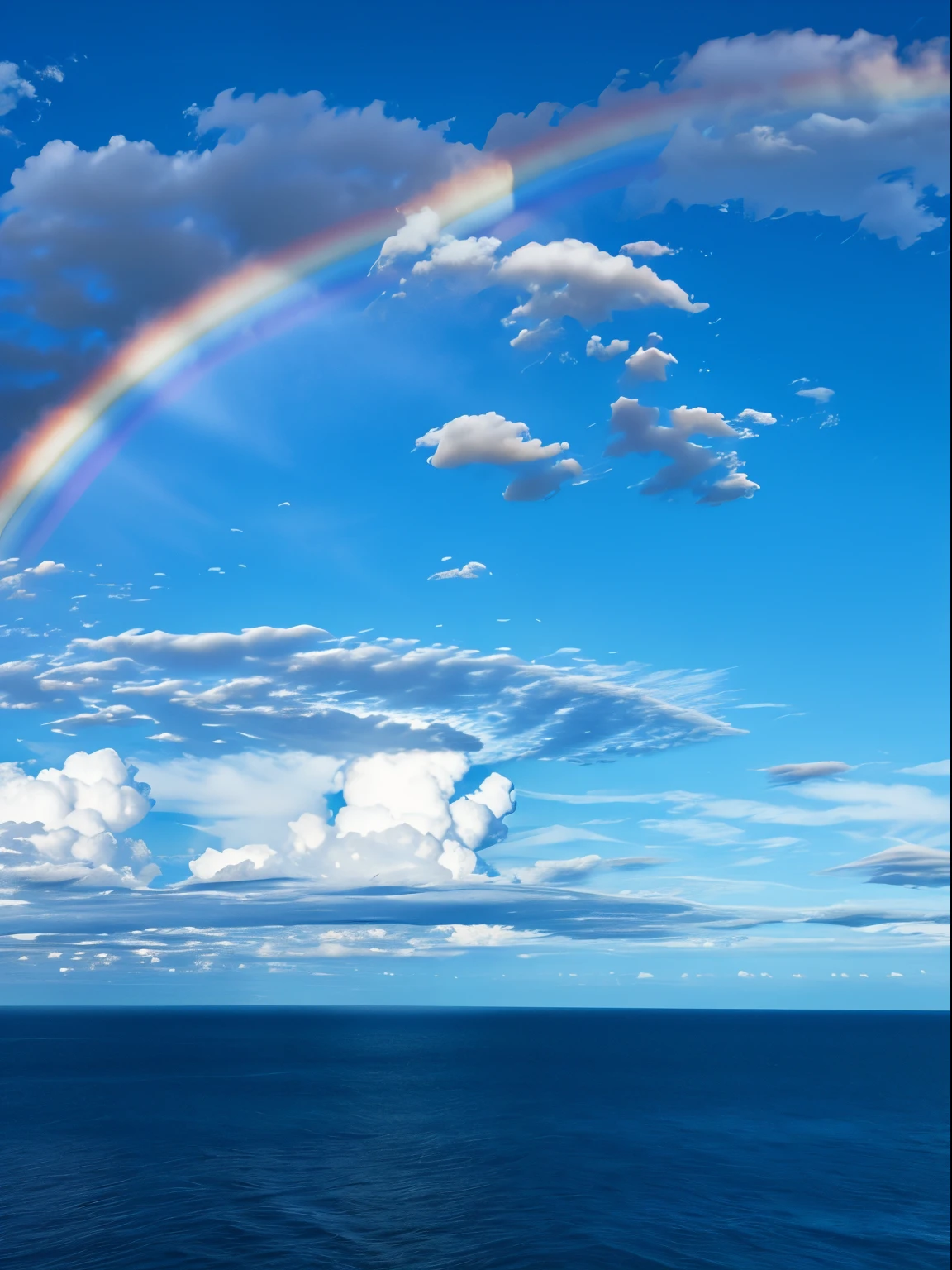 Heart-shaped clouds , landscapes , Sea, blue-sky , Rainbow clouds