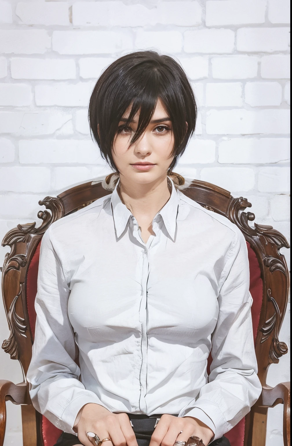 Woman with black short hair
