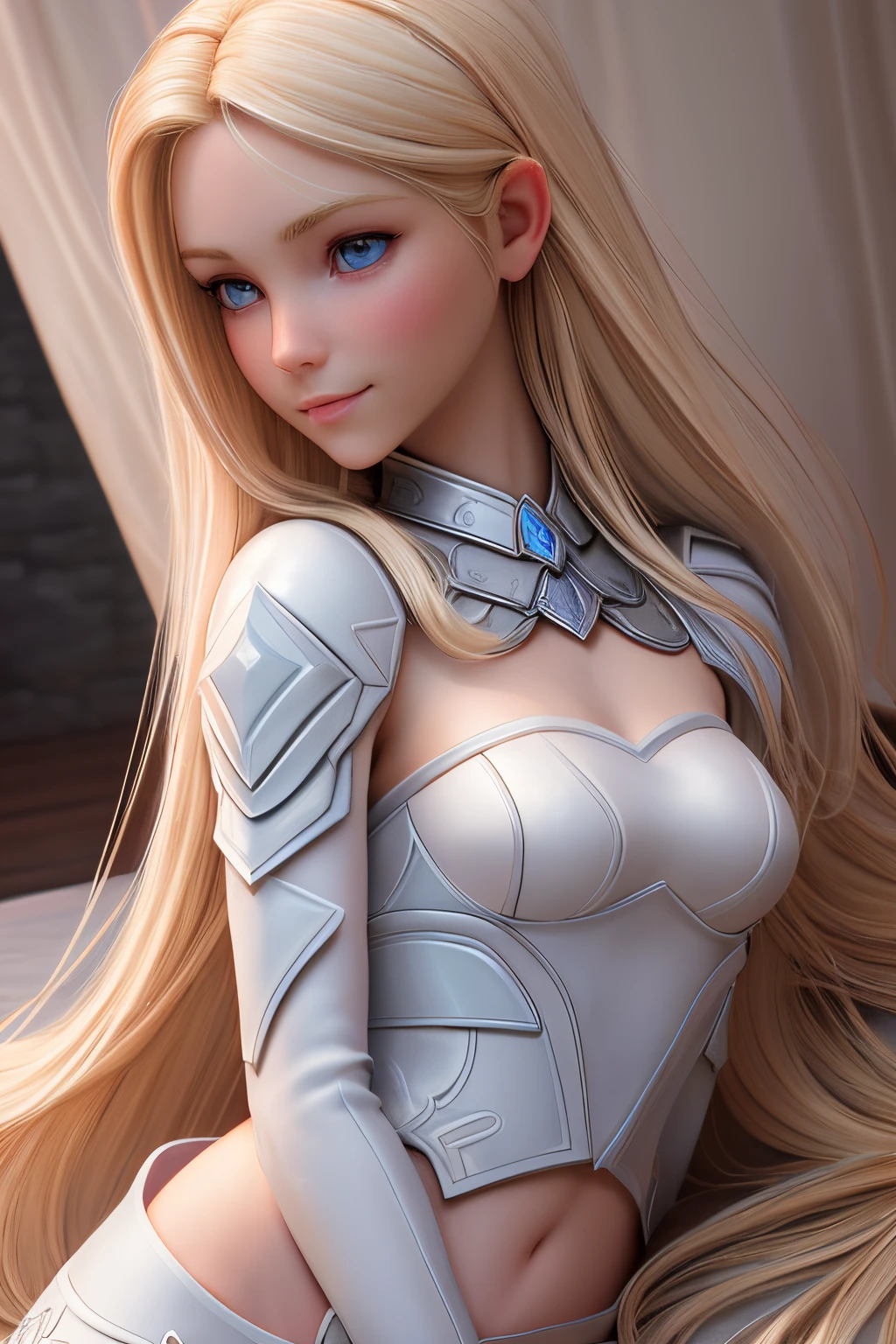 close up 1girl in, Solo, Aesthetic artwork, blond, straight blonde hair, super long blonde hair, light blue eyes, some small freckles, pale skin, A-cup, small breasts, runners body, (thin hips, thin waist: 1.25), detailed skin, shy smile, (laying down: 1.25), wearing Warcraft armor, World of Warcraft for the alliance, Janea Proudmore, 50mm, 4k textures, soft cinematic light, RAW intricate, elegant, highly detailed, sharp focus, ((((cinematic look)))), soothing tones, insane details, intricate details, hyperdetailed, low contrast, soft cinematic light, dim colors, exposure blend, hdr, faded