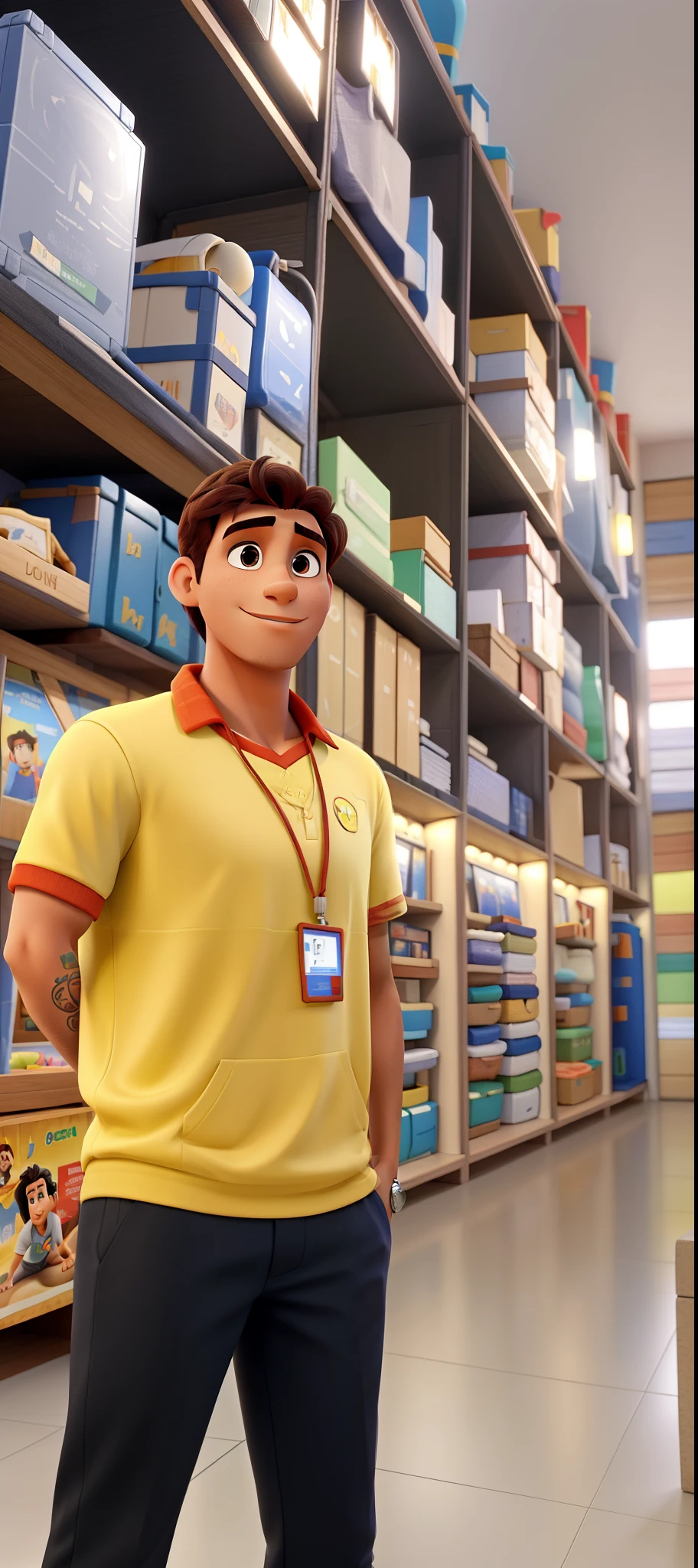 Um homem na cor morena, no estilo disney pixel alta qualidade, melhor qualidade