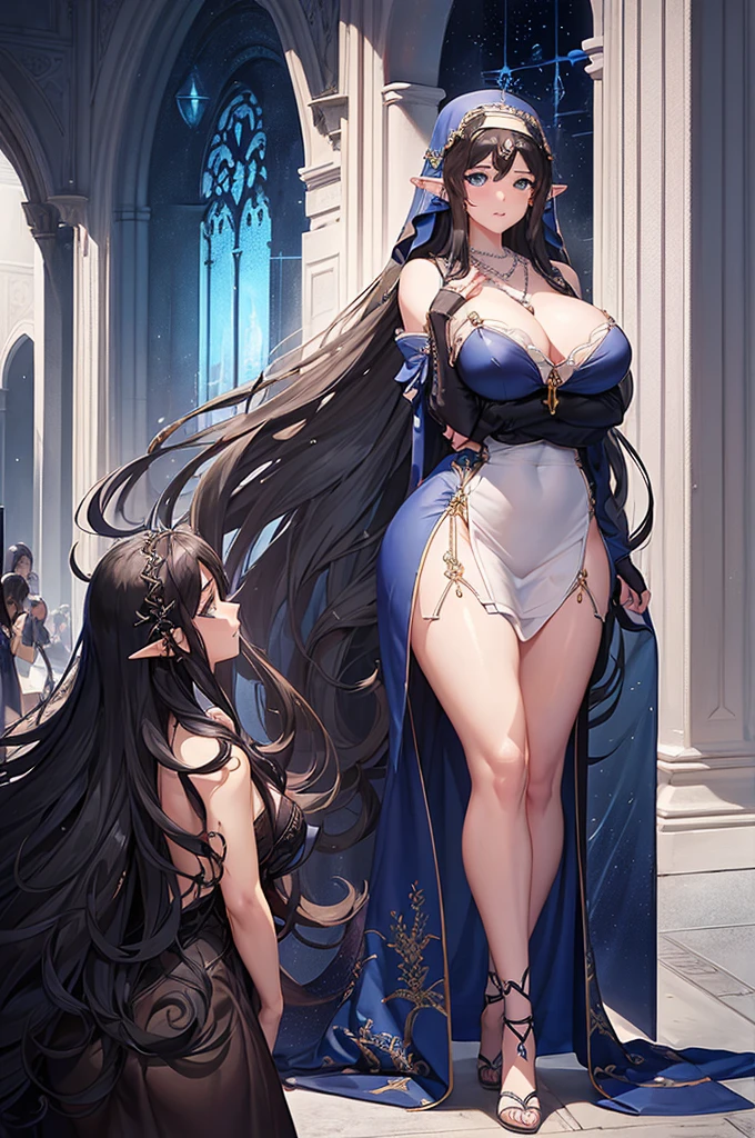 1womanl、(((top-quality)))、{{{{{ighly detailed:1.3}}}}}、((masterpiece))、16K、((((({{{{{A MILF:1.8、elvish:1.8}}}}}、de pele branca)))))、{{{{{A MILF:1.3、nun:1.8、爆乳:1.3、cleavage of the breast、garterbelts}}}}}、{{{{{notre dame:1.3、Colossal breasts}}}}}、(((((a necklace)))))、(((The long-haired、Wavy Hair、Blue eyes)))、cleavage cutout、thick thigh、large breasts、large ass、The wind is beautiful、Otherworldly city、
