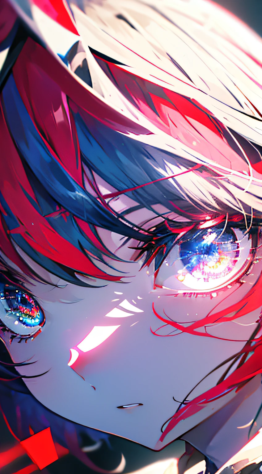 (Arte de alta calidad,anime,Ultra detallado),(La mejor calidad,4k,8k,Altas Resoluciones,Obra maestra:1.2),hermosos labios detallados,Ojos y cara extremadamente detallados,Pelo rojo,ojos brillantes, ojos azules, (Detalle Ojos:1.3), En pie,Paisaje de la ciudad