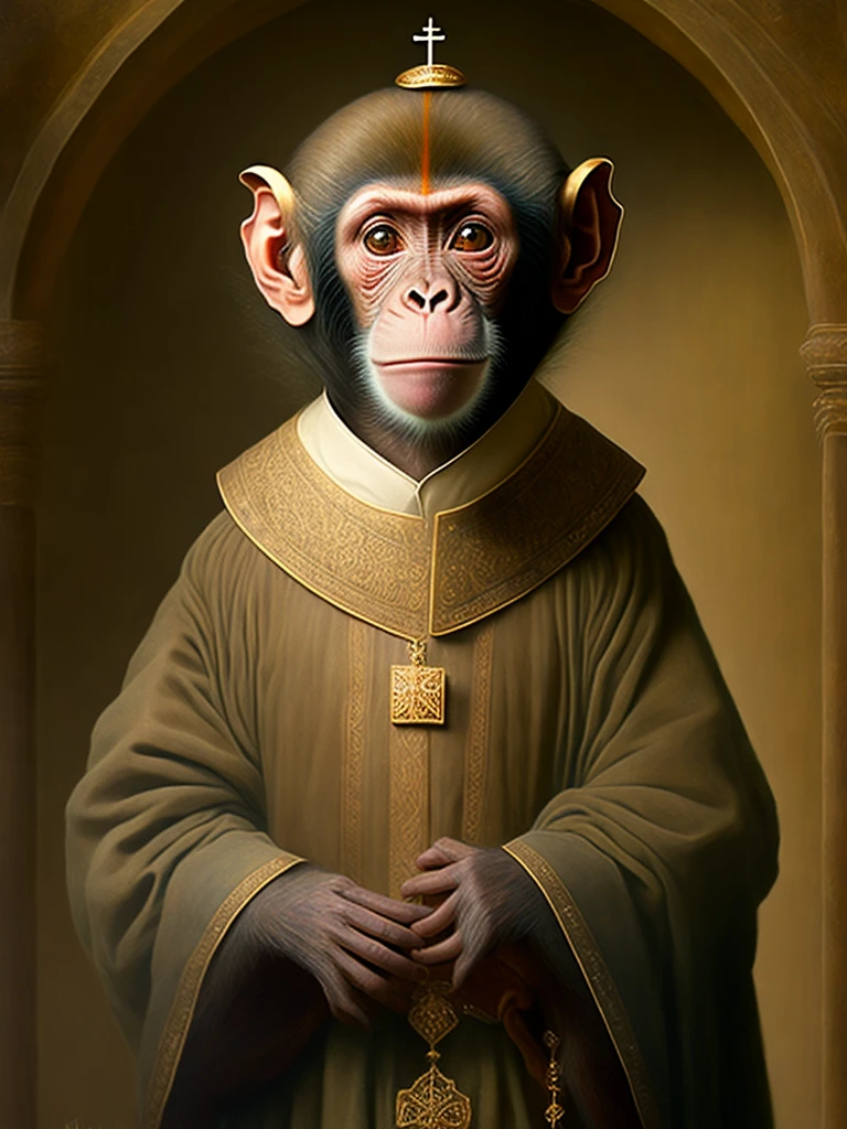 monkey, in priest clothes, masterpiece