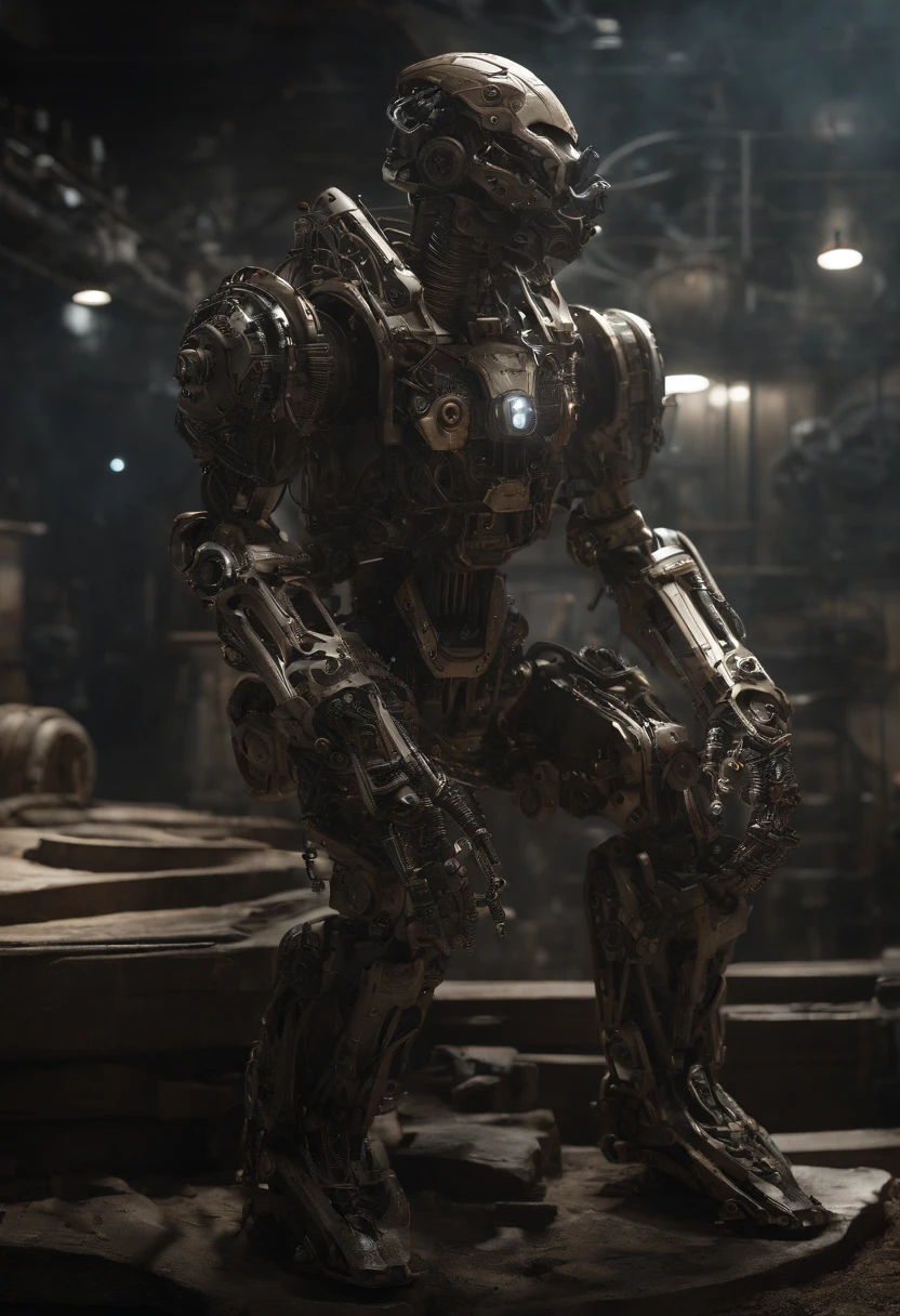 Envision an awe-inspiring scene featuring an extremely complex humanoid-model, meticulously highlighting every intricate detail, including gears, cables, and wire work throughout its body. Imagine this image in stunning 8K movie quality, capturing the essence of the damage and scratches that tell a narrative of relentless battles and wear.
Zoom in on the micro-details of the humanoid's internal machinery, showcasing the intricate arrangement of gears, the labyrinth of cables, and the precise layout of wire work. Emphasize the level of complexity that contributes to its advanced functionality and aesthetic appeal.
Highlight the battle-worn exterior, focusing on damage and scratches that tell a story of intense encounters and warfare. Capture the reflections of light on the scratched metal and chipped paint, enhancing the realism and depth of the humanoid's worn appearance.
Consider the lighting, allowing it to play a crucial role in accentuating the micro-details. Utilize cinematic lighting to cast dynamic shadows that enhance the three-dimensional quality of the humanoid, creating an immersive visual experience.
Imagine the humanoid in a dynamic pose, perhaps mid-action or standing amidst a dystopian environment that complements its battle-hardened appearance. Integrate elements like sparks emanating from damaged components and atmospheric effects that add to the overall cinematic quality of the scene.
This detailed prompt aims to inspire the creation of an extraordinary and visually immersive depiction of an extremely complex humanoid-model in 8K movie quality, focusing on extreme micro-details of gears, cables, and wire work, while showcasing the damage and scratches that tell a compelling narrative of its battle-worn existence.