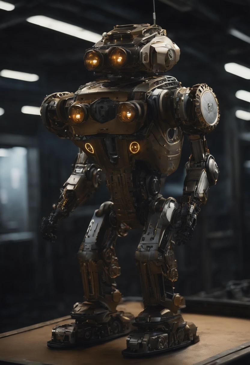 Envision a cinematic scene showcasing an Autonomous Mobile Robot (AMR) of unparalleled complexity, emphasizing extreme micro-details of its internal mechanisms, including intricate gears, cables, and wire work. Picture this image in stunning 8K movie quality, with a focus on displaying the wear and tear evident in the scratches and damage to the machine's metal and exterior.
Zoom in on the micro-details of the AMR's internal machinery, capturing the precision in the arrangement of gears, the intricate web of cables, and the meticulous layout of wire work contributing to its advanced functionality.
Highlight the exterior of the AMR, emphasizing the battle scars, scratches, and signs of wear that narrate a tale of continuous operation and exposure to challenging environments. Pay attention to the reflections of light on the damaged metal and worn paint, enhancing the realism and depth of the AMR's rugged appearance.
Consider the lighting, utilizing cinematic techniques to create dynamic shadows that bring out the three-dimensional quality of the AMR. Craft an immersive visual experience that showcases both the internal complexity and external resilience of this autonomous machine.
Imagine the AMR in a dynamic scenario, such as navigating a challenging terrain or interacting with its environment. Integrate elements like debris, dust, or sparks to add realism and further enhance the cinematic quality of the scene.
This detailed prompt aims to inspire the creation of a visually stunning and immersive depiction of an Autonomous Mobile Robot in 8K movie quality, with a focus on extreme micro-details of internal mechanisms and the wear and tear visible in scratches and damage on its exterior.