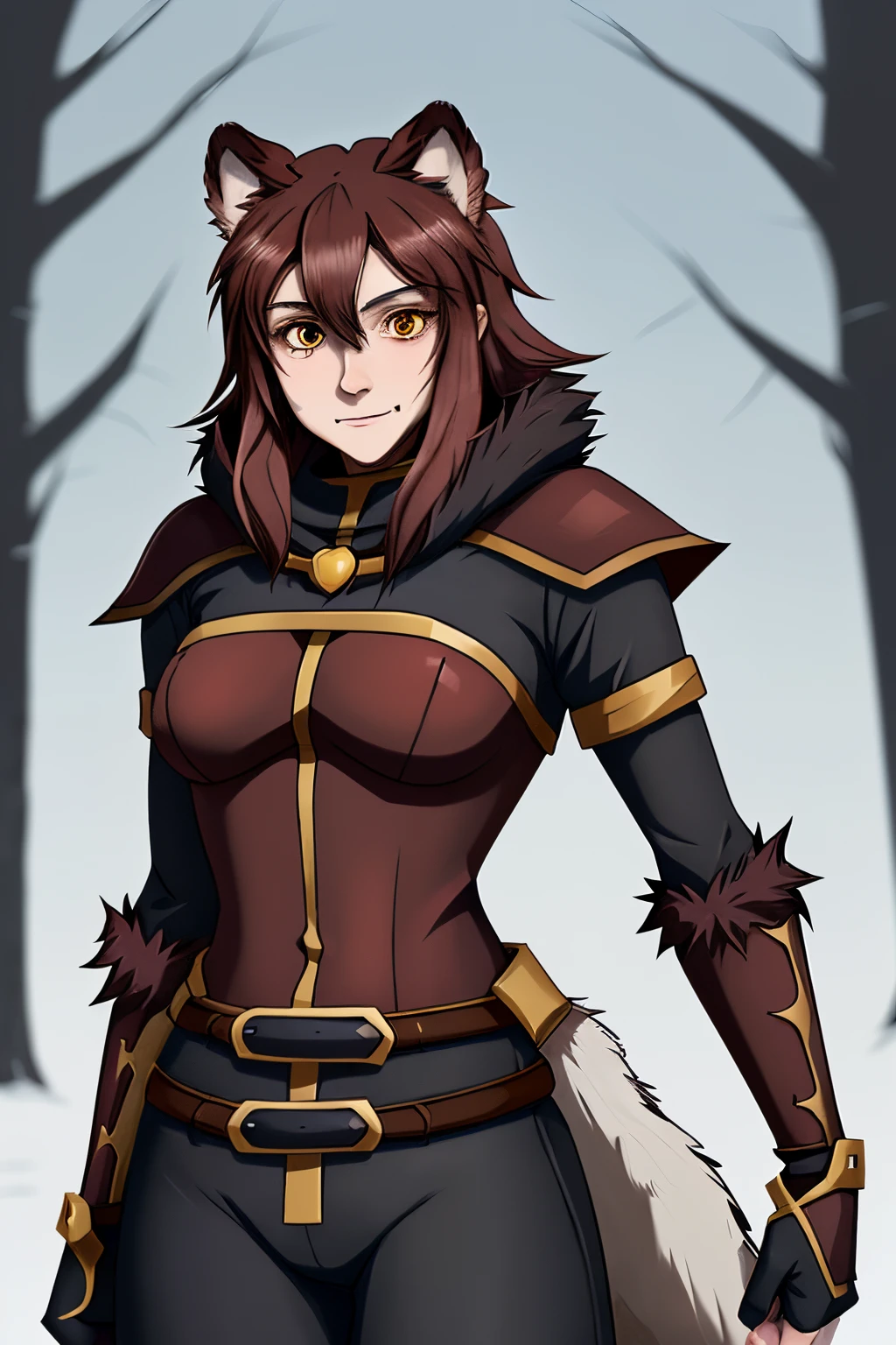 An anthropomorphic dire wolf anime style