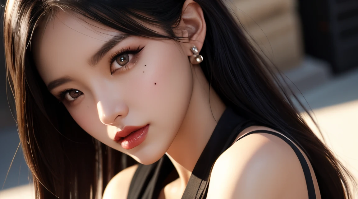 woman in a blue mask and with hair on top of her head in the game, 1girl, 独奏, Jewelry, mole under the eyes, earings, Long hair, red eyes, taupe, mask, extremely detailed artgerm, artgerm detailed, WLOP | artgerm, ig model | artgerm, artgerm. high detail, inspired by rossdraws, Popular on ArtStation HD, [ trending on CGsociety ]!!, trend on artstation