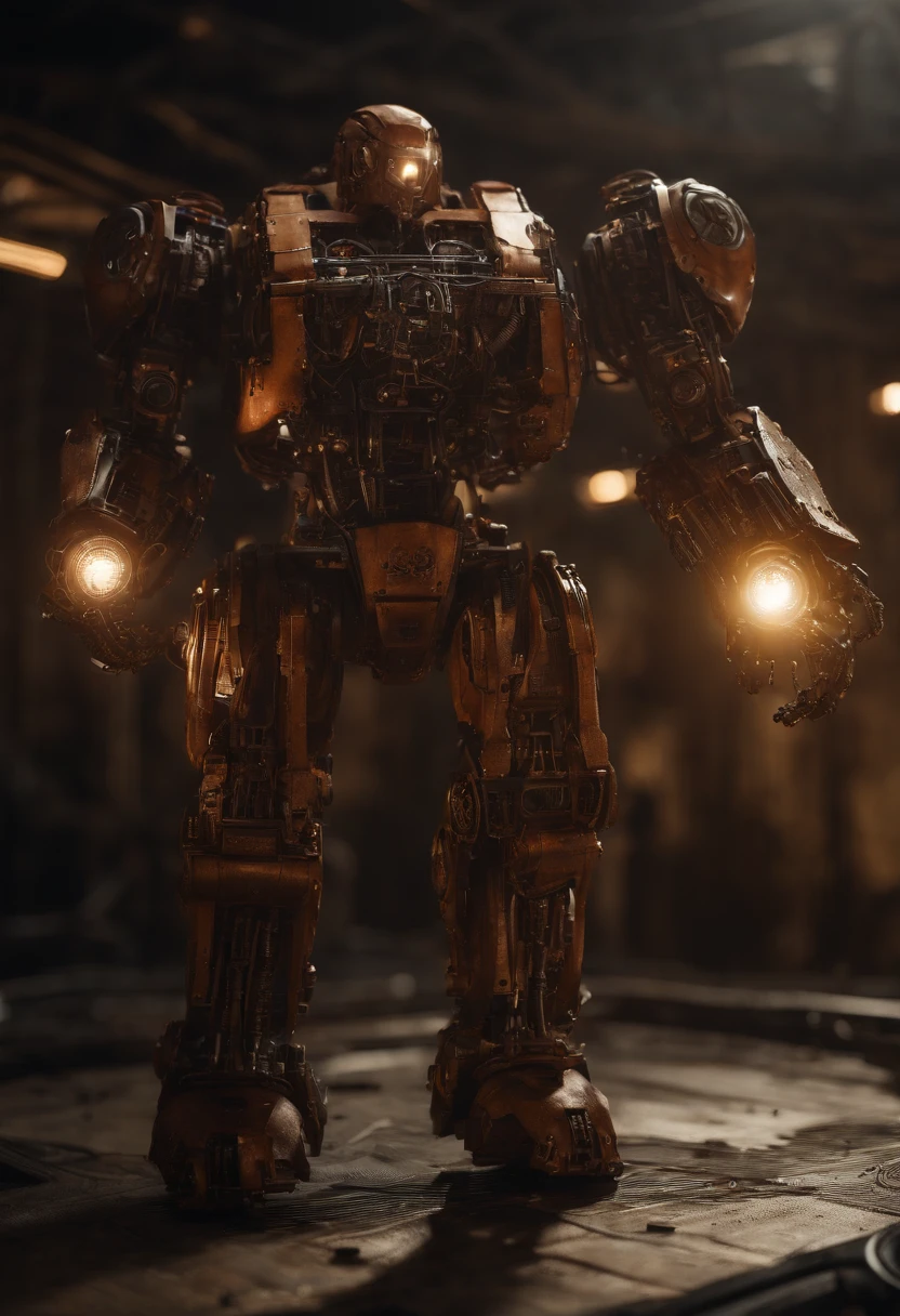 Envision an awe-inspiring scene featuring an extremely complex humanoid-model, meticulously highlighting every intricate detail, including gears, cables, and wire work throughout its body. Imagine this image in stunning 8K movie quality, capturing the essence of the damage and scratches that tell a narrative of relentless battles and wear.
Zoom in on the micro-details of the humanoid's internal machinery, showcasing the intricate arrangement of gears, the labyrinth of cables, and the precise layout of wire work. Emphasize the level of complexity that contributes to its advanced functionality and aesthetic appeal.
Highlight the battle-worn exterior, focusing on damage and scratches that tell a story of intense encounters and warfare. Capture the reflections of light on the scratched metal and chipped paint, enhancing the realism and depth of the humanoid's worn appearance.
Consider the lighting, allowing it to play a crucial role in accentuating the micro-details. Utilize cinematic lighting to cast dynamic shadows that enhance the three-dimensional quality of the humanoid, creating an immersive visual experience.
Imagine the slim humanoid in a dynamic pose, perhaps mid-action or standing amidst a dystopian environment that complements its battle-hardened appearance with glowing Eye LEDs. Integrate elements like sparks emanating from damaged components and atmospheric effects that add to the overall cinematic quality of the scene.
This detailed prompt aims to inspire the creation of an extraordinary and visually immersive depiction of an extremely complex humanoid-model in 8K movie quality, focusing on extreme micro-details of gears, cables, and wire work, while showcasing the damage and scratches that tell a compelling narrative of its battle-worn existence, painted in scuffed orange and black