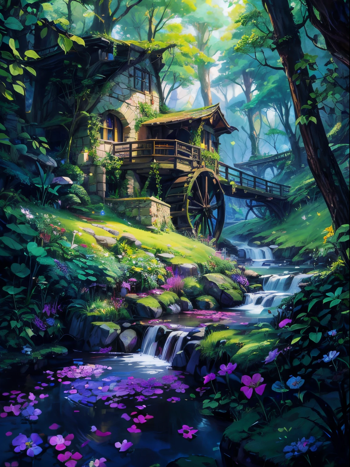 (masterpiece, top quality, best quality. official art, beautiful and aesthetic:1.2). Stunning matte painting portraying there is a stone building in the middle of a forest, dark fantasy setting, enchanted magical fantasy forest, witch cottage in the forest, highly detailed fantasy art, detailed fantasy digital art, digital 2d fantasy art, detailed digital 2d fantasy art, inspired by Andreas Rocha, enchanted and magic forest, fantasy art style, unreal engine fantasy art, magical fantasy forest anime background fantasy paradise, sunset glow, intricate detailing, mythical realm, digital masterpiece, 14K resolution,