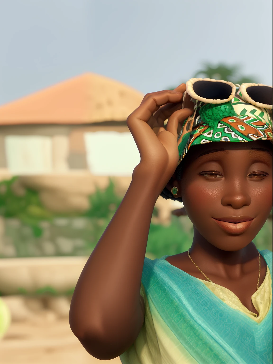 il y a une femme qui tient un chapeau sur la tête, teintes vibrantes, Porter une robe africaine, Femme africaine, Maria Borges, beauté, africain, femme mignonne, Jeune fille africaine à la peau claire, Magnifique dame, Édition, Femme magnifique, femme magnifique, peau de couleur verte, beau, Couleurs de la Jamaïque, vêtements verts, Belle fille, Magnifique femelle