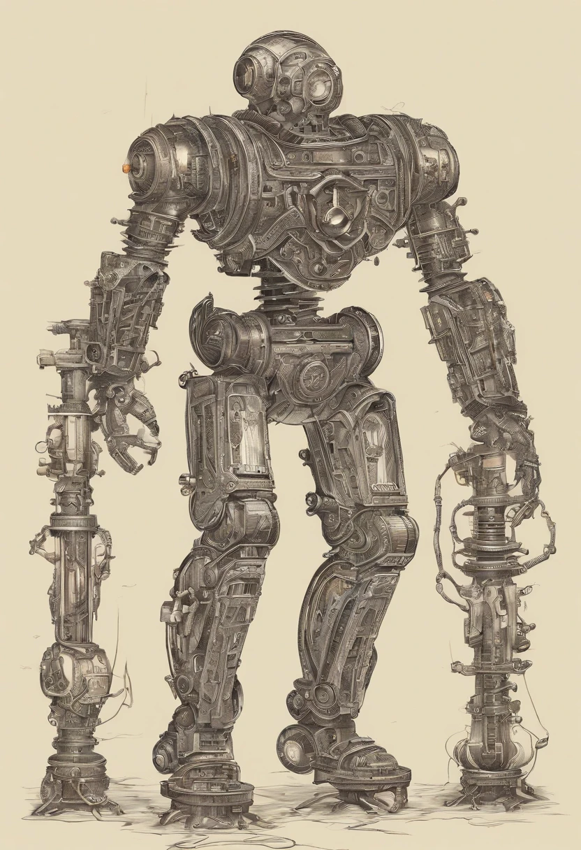 Envision an awe-inspiring scene featuring an extremely complex humanoid-model, meticulously highlighting every intricate detail, including gears, cables, and wire work throughout its body. Imagine this image in stunning 8K movie quality, capturing the essence of the damage and scratches that tell a narrative of relentless battles and wear.
Zoom in on the micro-details of the humanoid's internal machinery, showcasing the intricate arrangement of gears, the labyrinth of cables, and the precise layout of wire work. Emphasize the level of complexity that contributes to its advanced functionality and aesthetic appeal.
Highlight the battle-worn exterior, focusing on damage and scratches that tell a story of intense encounters and warfare. Capture the reflections of light on the scratched metal and chipped paint, enhancing the realism and depth of the humanoid's worn appearance.
Consider the lighting, allowing it to play a crucial role in accentuating the micro-details. Utilize cinematic lighting to cast dynamic shadows that enhance the three-dimensional quality of the humanoid, creating an immersive visual experience.
Imagine the slim humanoid in a dynamic pose, perhaps mid-action or standing amidst a dystopian environment that complements its battle-hardened appearance with glowing Eye LEDs. Integrate elements like sparks emanating from damaged components and atmospheric effects that add to the overall cinematic quality of the scene.
This detailed prompt aims to inspire the creation of an extraordinary and visually immersive depiction of an extremely complex humanoid-model in 8K movie quality, focusing on extreme micro-details of gears, cables, and wire work, while showcasing the damage and scratches that tell a compelling narrative of its battle-worn existence, painted in scuffed orange and black