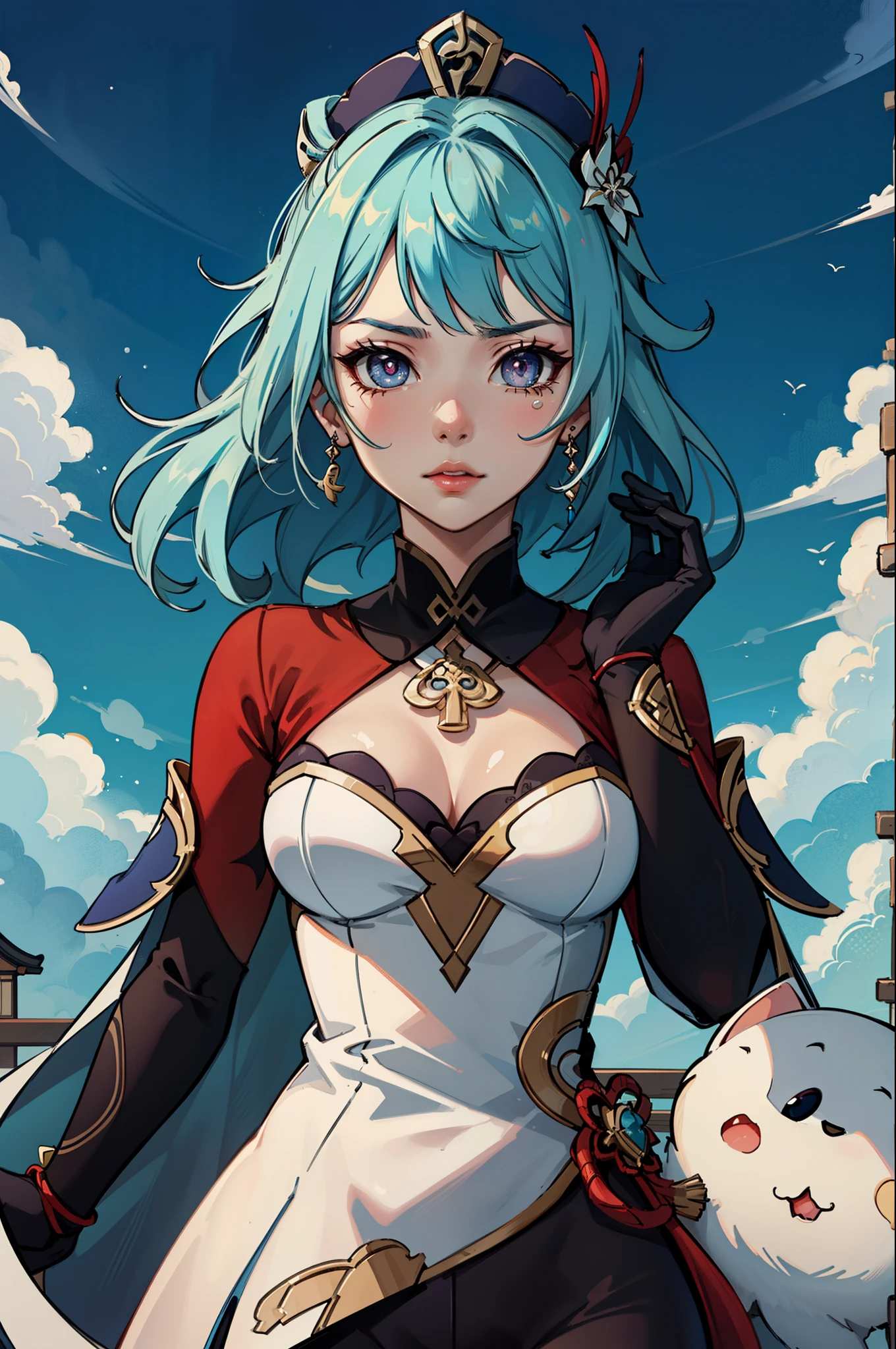 Masterpiece, best quality, 1girl, hutao, genshin impact, cute, tear shaped pupil