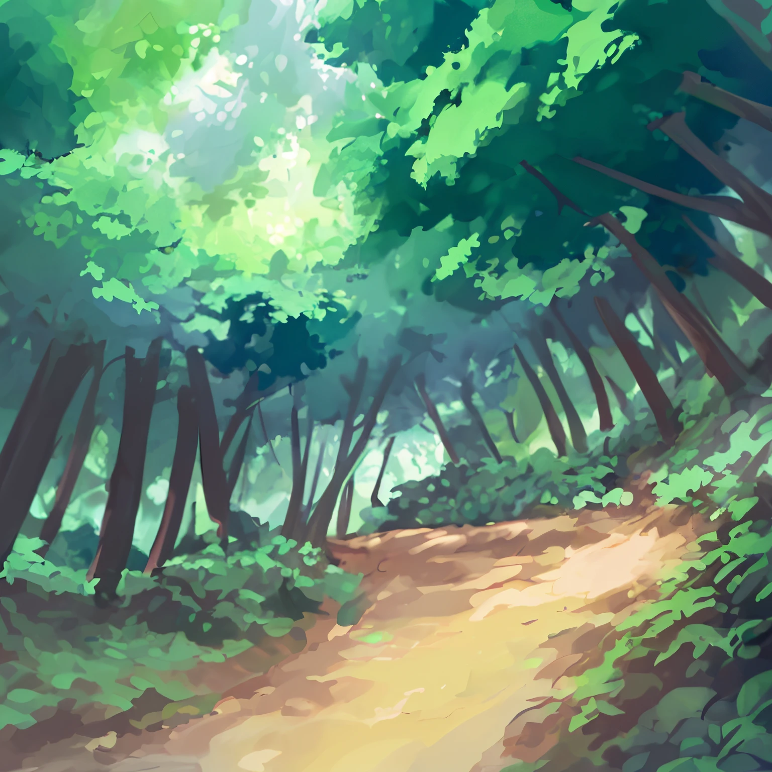 in woods、There is a path, high detail, 4k, best quality,
