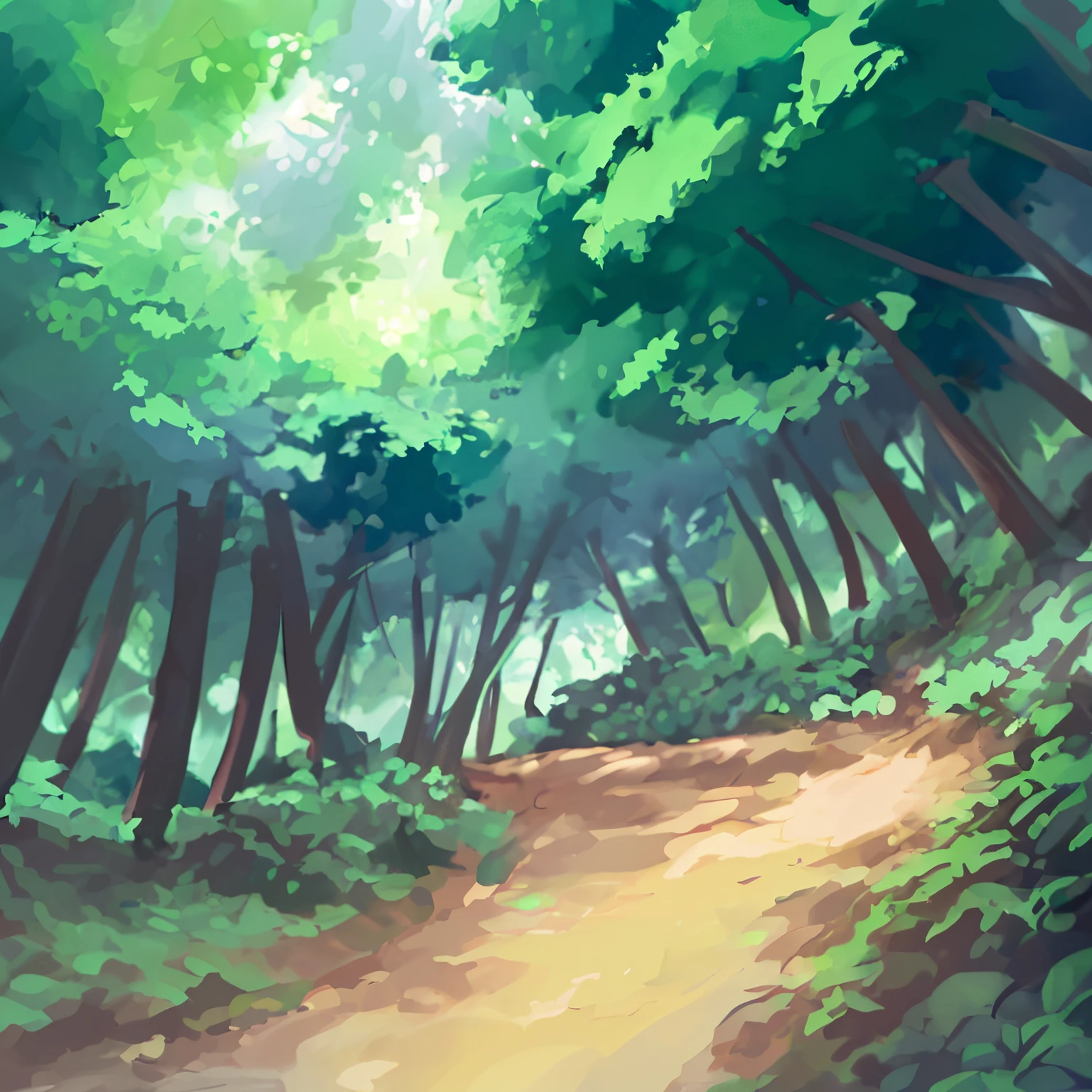 in woods、There is a path, high detail, 4k, best quality,