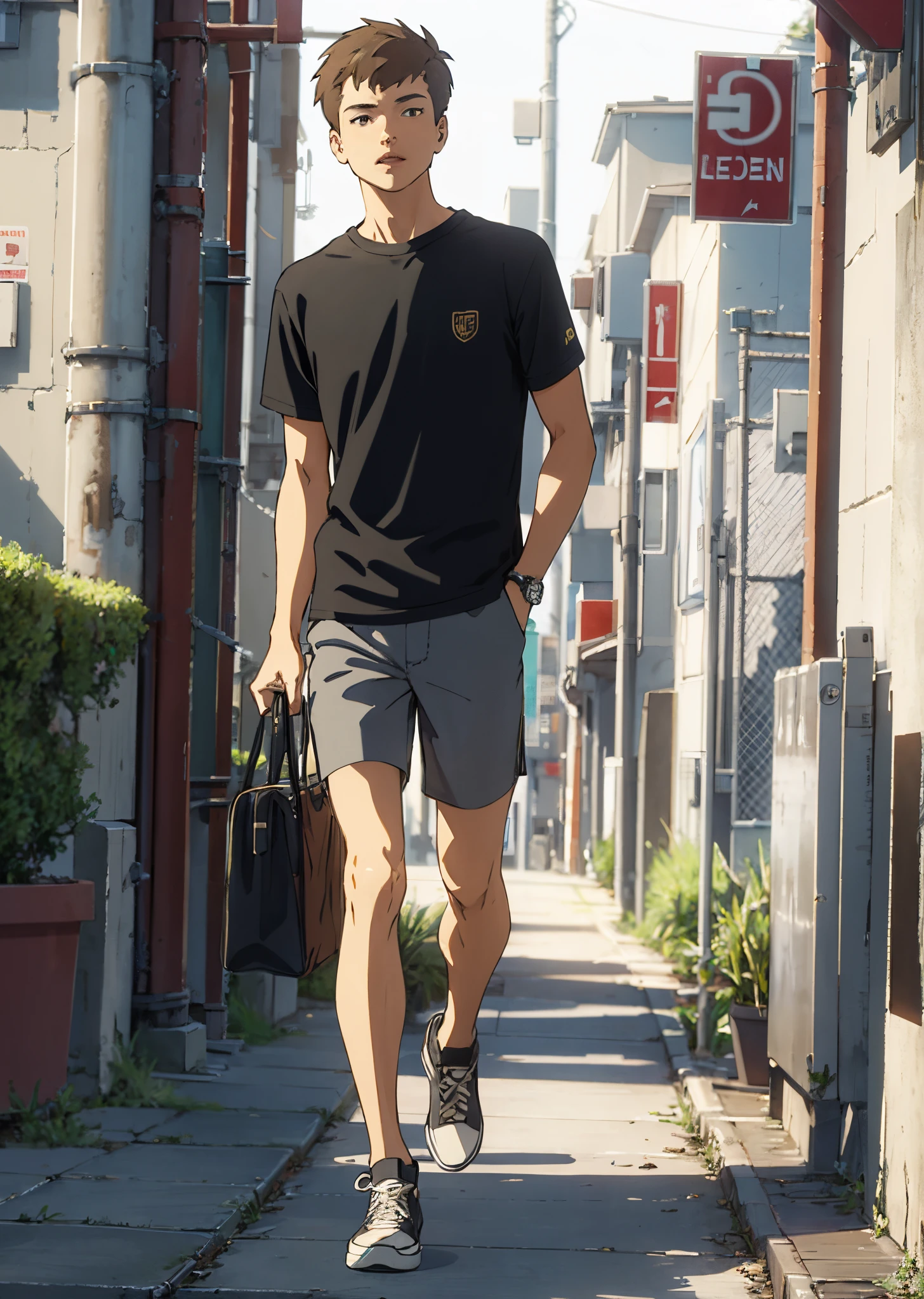 Griffin Brock wearing shorts