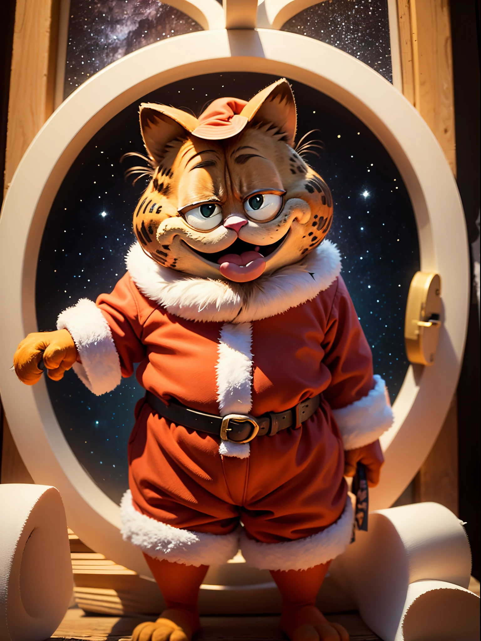 Garfield,,charicature,Half closed eyes,laugh sarcastically,play soccer,cute little,all displayed,,,​masterpiece