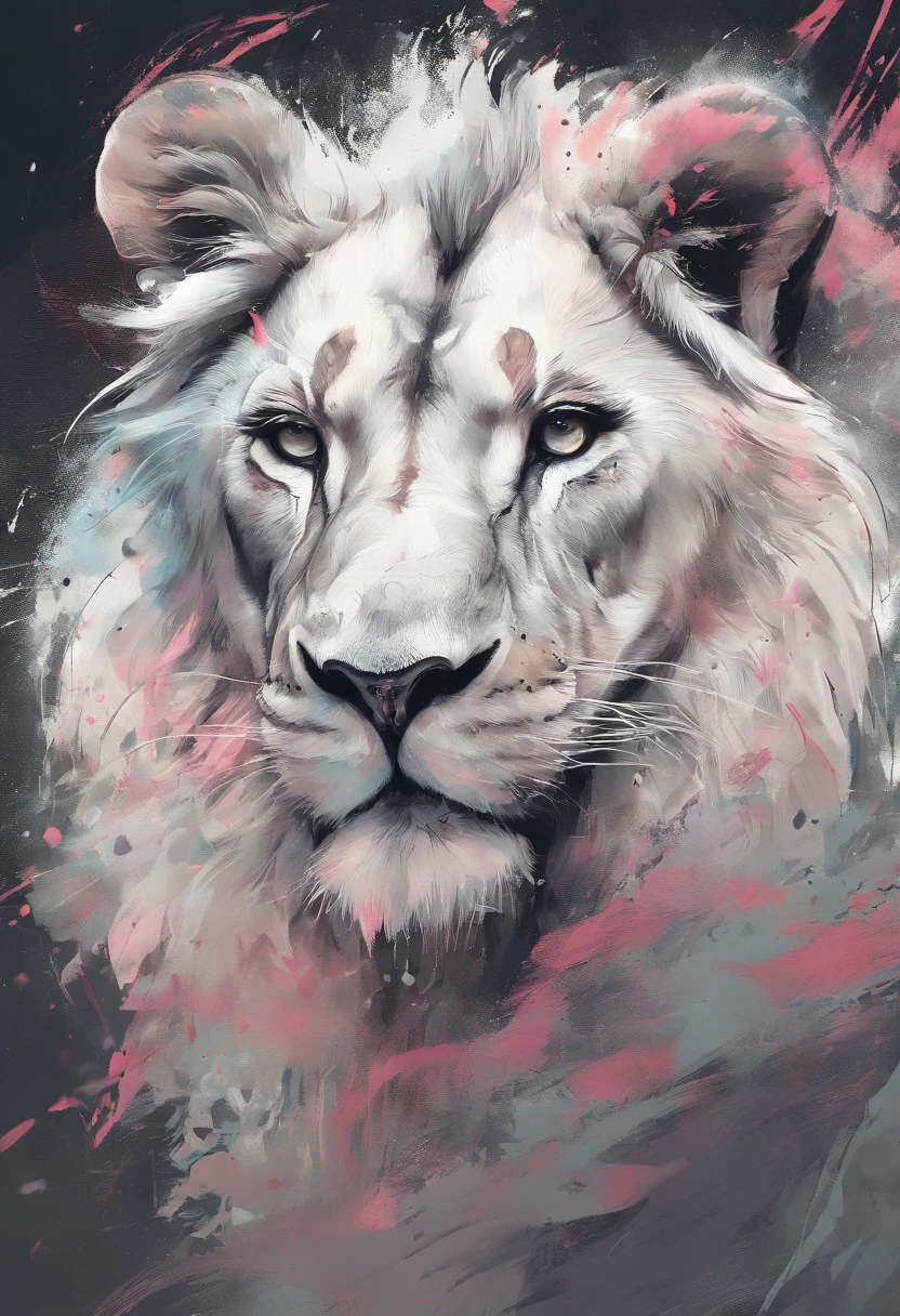 arte splash, a lion head, juba bem detalhada ((fundo branco)), olhos penetrantes, epic instagram, art-station, estilo splash de tinta colorida+, contorno, hiperdetalhado intricadamente detalhado, Motor irreal, genial, detalhes intrincados, tela inicial, cores complementares, conceito realista arte, 8K分辨率, obra-prima do deviantart, oil-painting, pinceladas pesadas, pingos de tinta, artes de salpicos