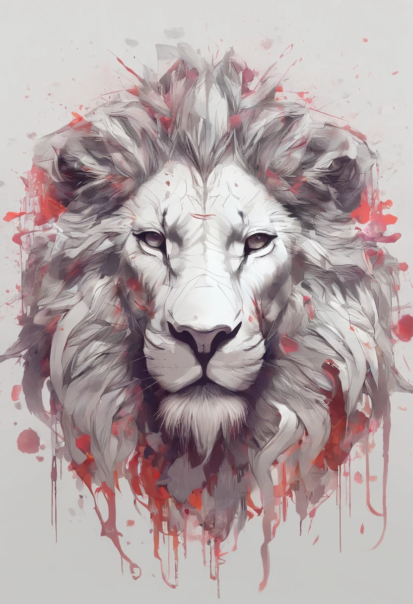 arte splash, a lion head, juba bem detalhada ((fundo branco)), olhos penetrantes, epic instagram, art-station, estilo splash de tinta colorida+, contorno, hiperdetalhado intricadamente detalhado, Motor irreal, genial, detalhes intrincados, tela inicial, cores complementares, conceito realista arte, 8K分辨率, obra-prima do deviantart, oil-painting, pinceladas pesadas, pingos de tinta, artes de salpicos