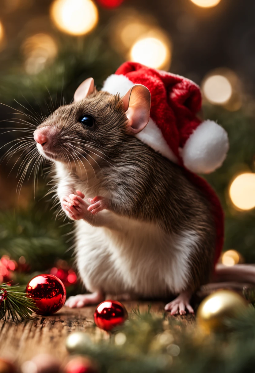 a  Christmas mouse --style 5i6PP5YAYEmIOsp, 8k uhd, dslr, Dramatic Rim light, high quality, Fujifilm XT3, photography and mixed media art HDRI.
