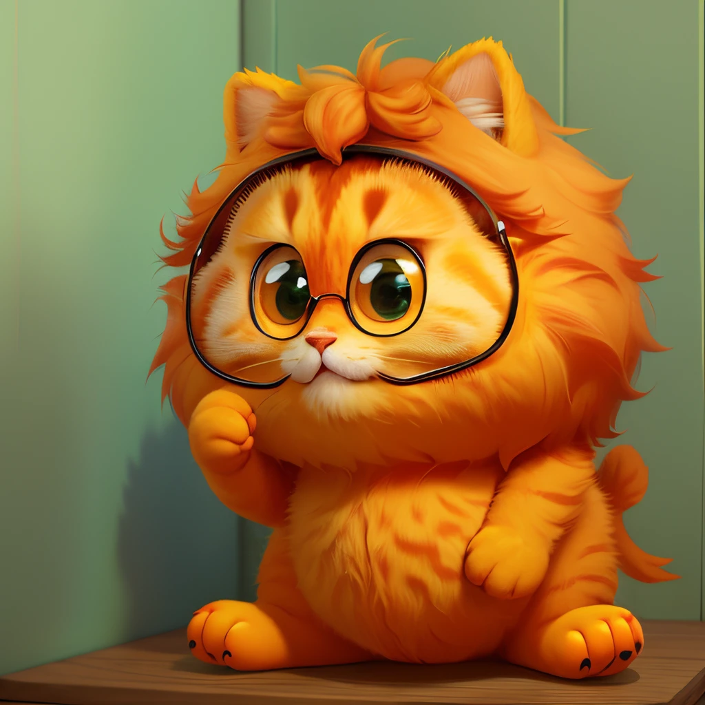 Gumball Watson, Garfield, Cartoon Cute, cute cartoon character, cute pixar character, （（Garfield, garfield cat face））, tian zi, orange fluffy belly, Anime visuals of a cute cat, Cartoon cat with garfield, fluffy orange skin, cute character, anato finnstark. Produced by Pixar