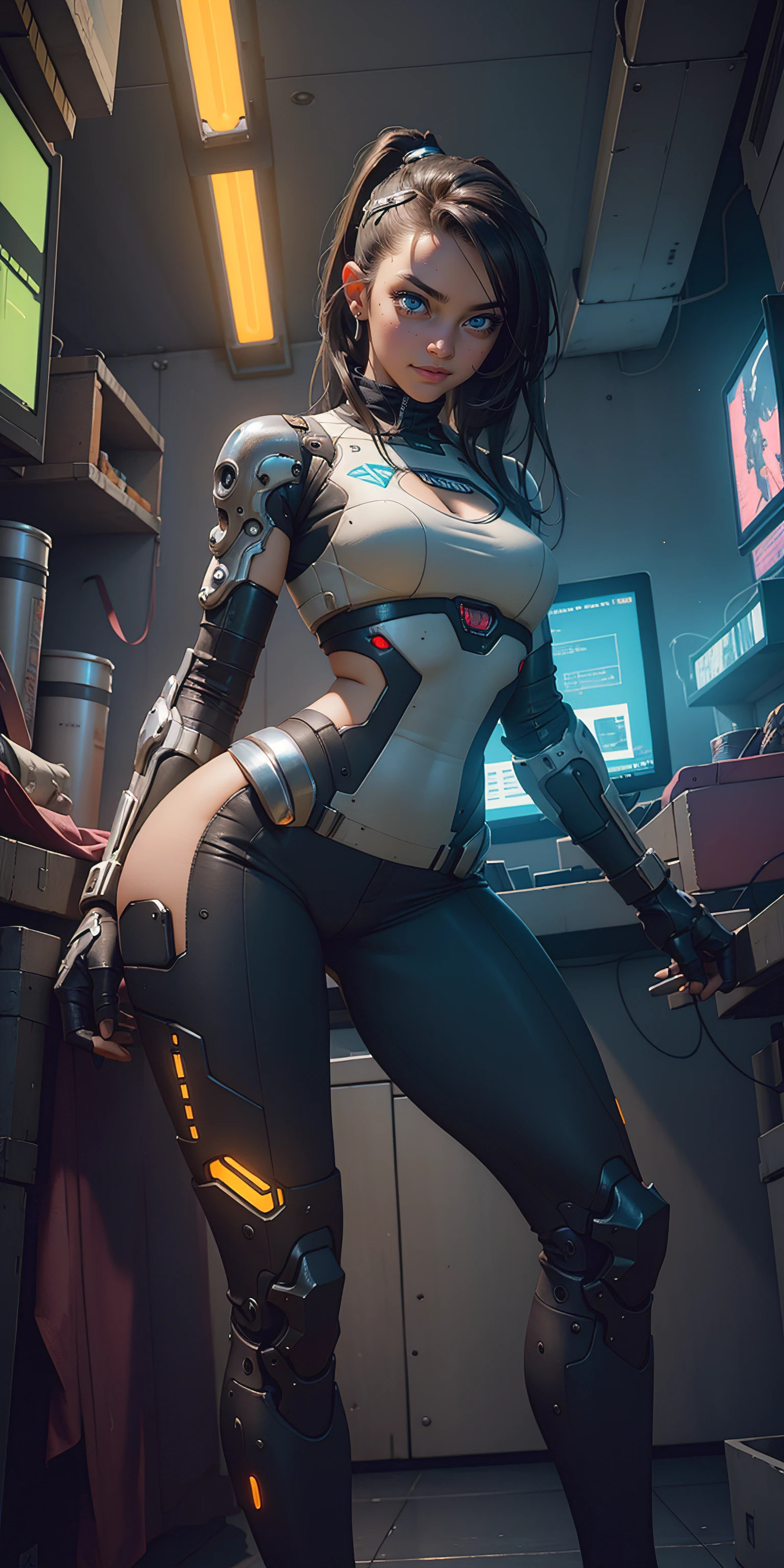 (masterpiece, best quality, ultra-detailed, photorealistic), 1 girl, curvaceous but slender body, upper body shot, Hay una mujer con grandes pechos marcados mojados en un atuendo futurista posando para una foto, Chica cyborg, Linda Chica Cyborg, Chica femenina de anime cyberpunk, Cyberpunk anime chica mech, Chica cyberpunk, sci-fi female, Wojtek FUS, Cyberpunk hermosa chica, WLOP. Scifi, cyberpunk 2 0 y. o Chica modelo, girl in mecha cyber armor, seductive cyberpunk dark fantasy, Chica de anime cyberpun