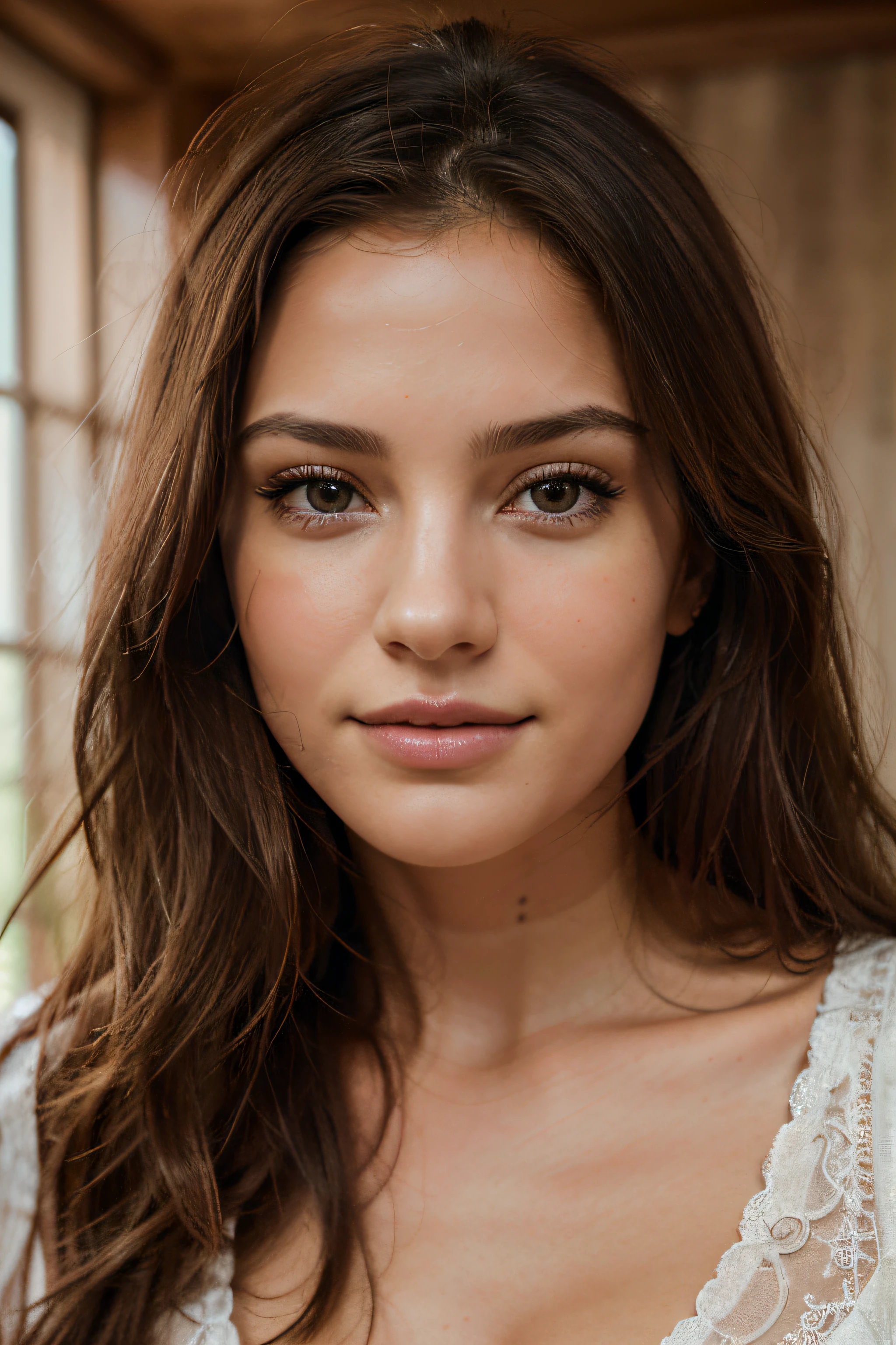 Jolie belle brune, highly detailed, 18 ans, visage innocent, naturally wavy hair, yeux bleus, high resolucion, tmasterpiece, Meilleur Qulaity, intricate high detail, highly detailed, mise au point nette, detailed skin, Realistic skin texture, Texture, detailled eyes, Professionnel, 4K, sourire charmant, prise avec Canon, 85 mm, Light depth of field, Kodak Vision Couleur, perfect fit body, extremly detailed, photographier_\(ultra\), photographierRealstic, Realstic, Post-traitement, maximum details, roughness, real life, ultrarealistic, photorealism, Photographie, 8K UHD, Photographie
