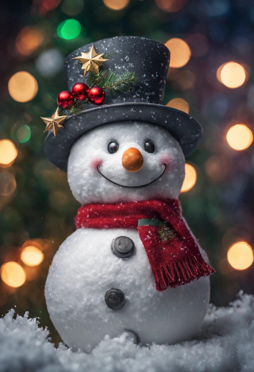 A happy christmas snowman ---- style 4i7pp3YEYA mIOst, 8k uhd, dslr, Dramatic Rim light, high quality, Fujifilm XT3, photography and mixed media art HDRI.