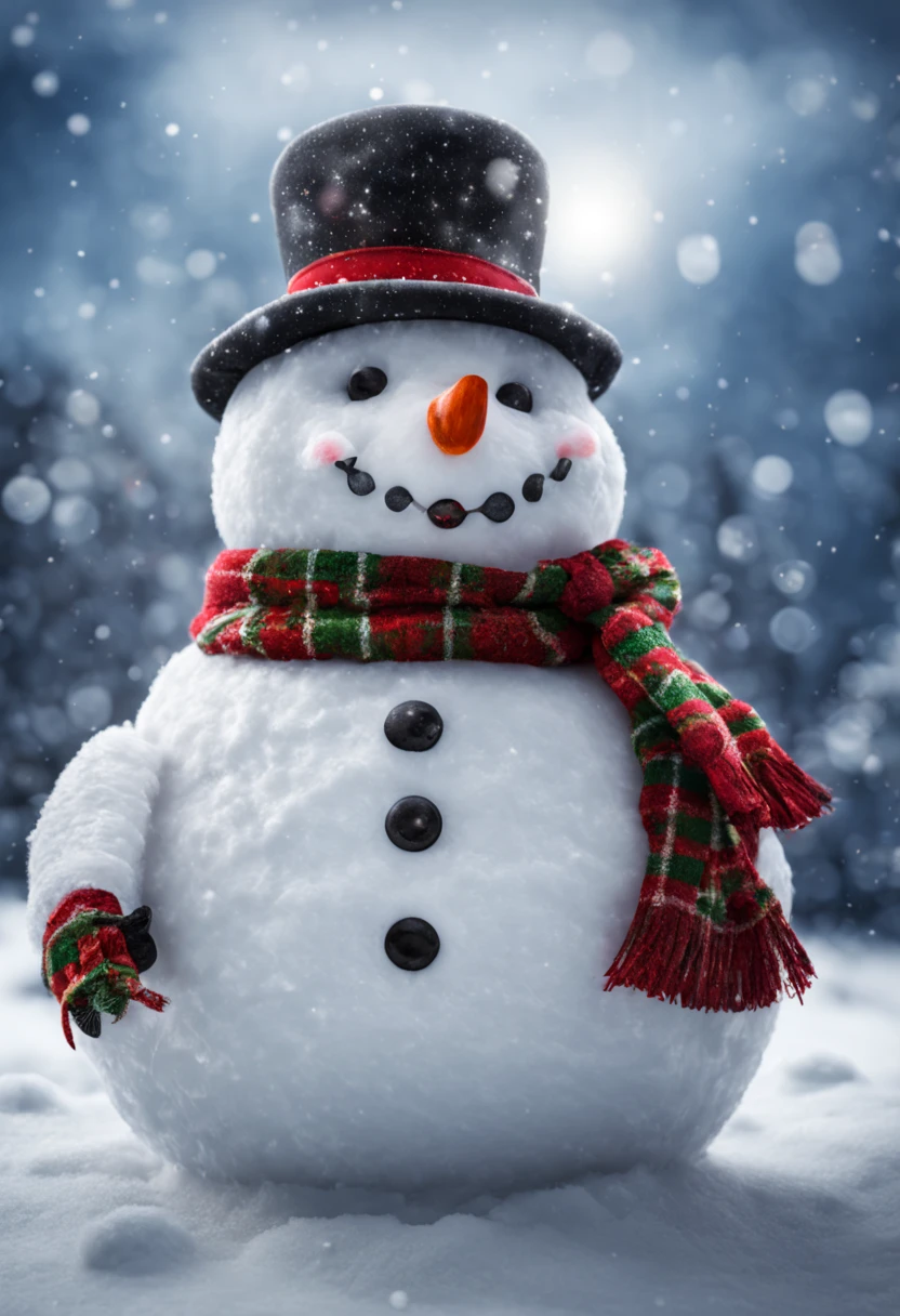 A happy christmas snowman ---- style 4i7pp3YEYA mIOst, 8k uhd, dslr, Dramatic Rim light, high quality, Fujifilm XT3, photography and mixed media art HDRI.