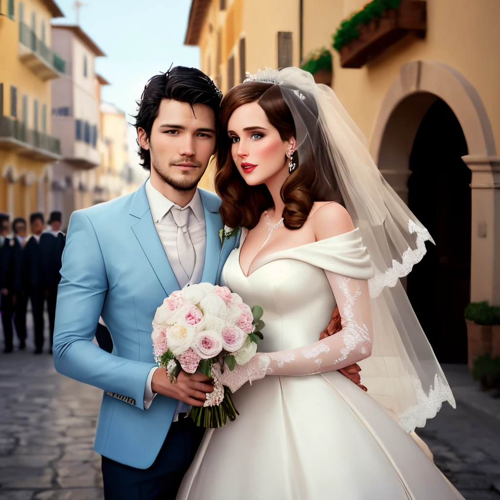 Lana Del Rey and Pedro pascal getting married in a Italian style wedding