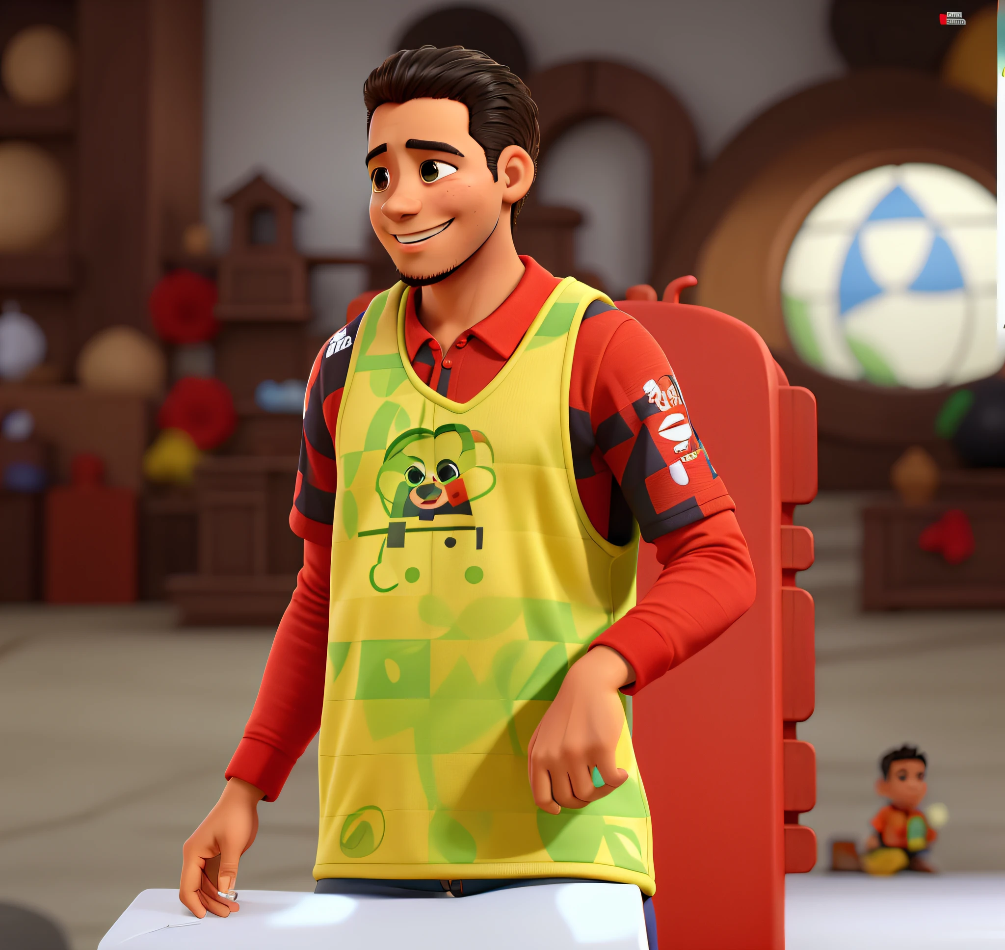 um menino moreno chorando e jesus atras sorrindo com a mao no ombro do homen, estilo pixar, alta qualidade, melhor qualidade