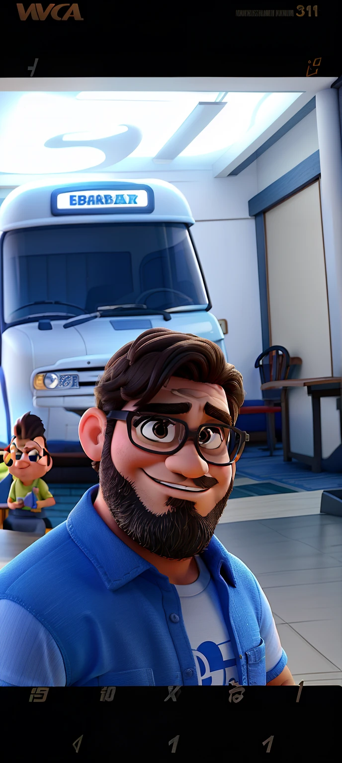 Poster no estilo Disney pixar, alta qualidade, melhor qualidade, homem sexy branco, 30 anos cabelo grisalho barba preta, musculoso, com fundo em um restaurante a luz de velas