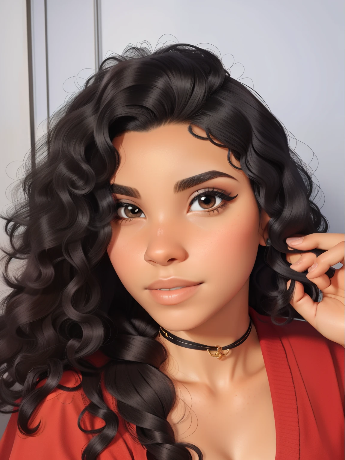 uma mulher negra com cabelo cacheado