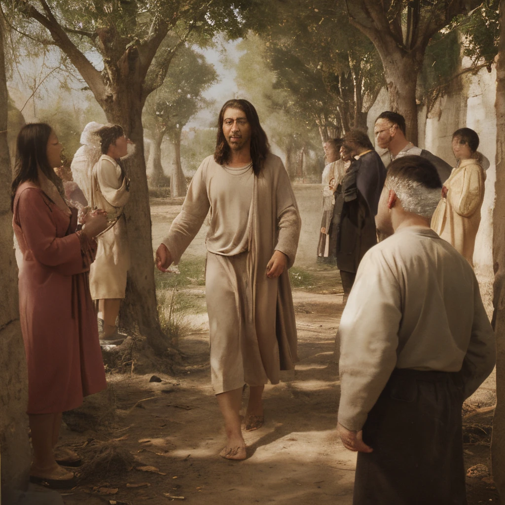 Jesus walking with the disciples towards the fig tree