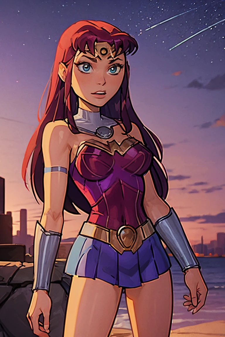 Starfire wearing wonder woman costume, Starfire, wearing wonderwoman costume