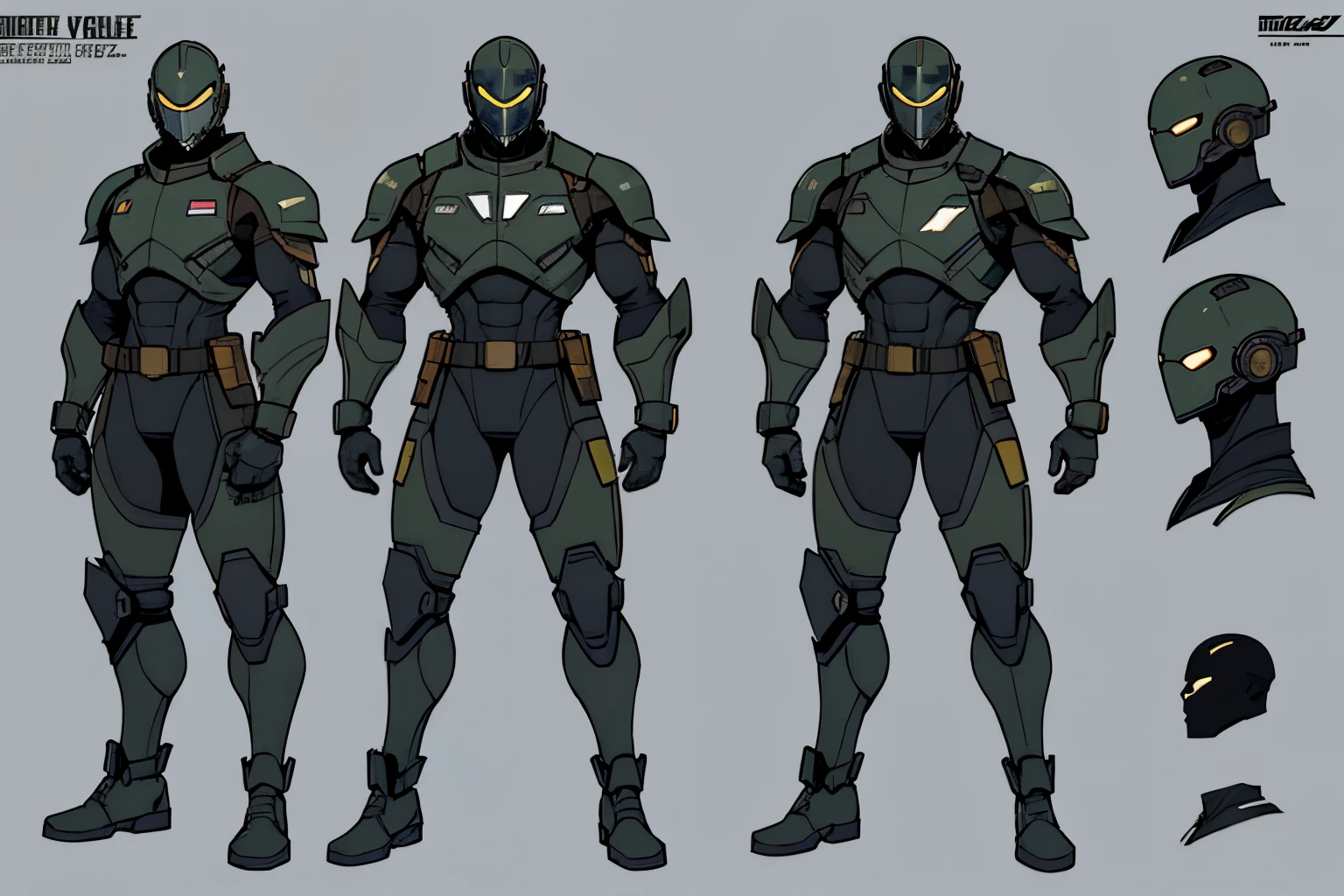 Masterpiece, High quality, ((character concept art)), ((character design sheet, same character))

a futuristic-looking male military commander, wearing a ((kevlar military helmet)) and is dressed in ((grey suit)), holding weapon, holding gun, wearing epTactical, XCOM game inspired, XCOM character, ((broad shoulders)) tall, video game character design, accessories,

Expert high detail concept art, comic book style, intricate comic book outline line work, flat colors, concept art, solid background