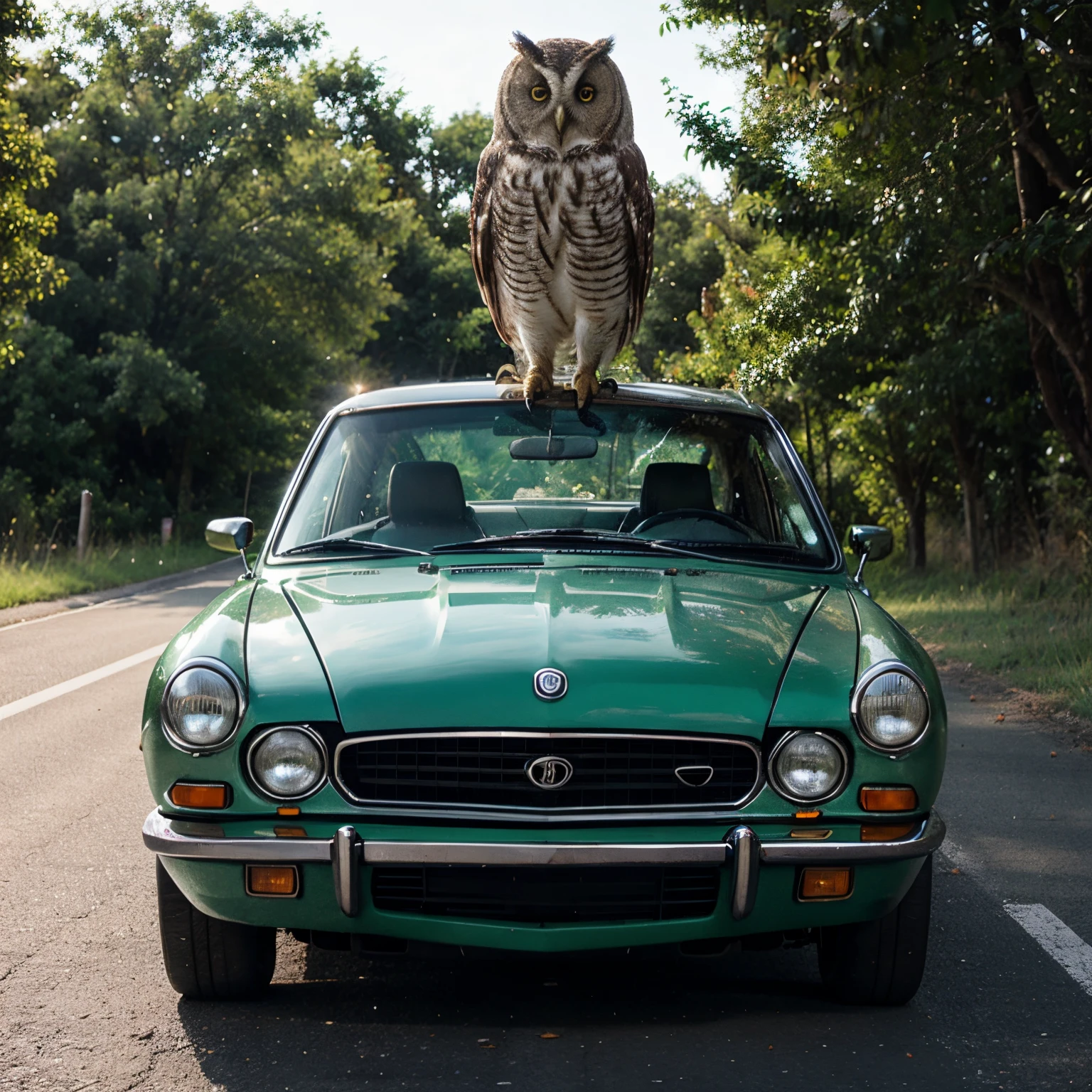 Car, owl, green