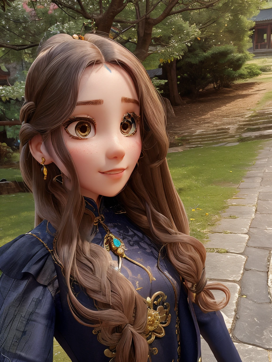 1girl, long_hair, portrait, upper body, china transparent silk dress, dress, hair ornament, necklace, jewelry, long hair, earrings, chinese clothes
