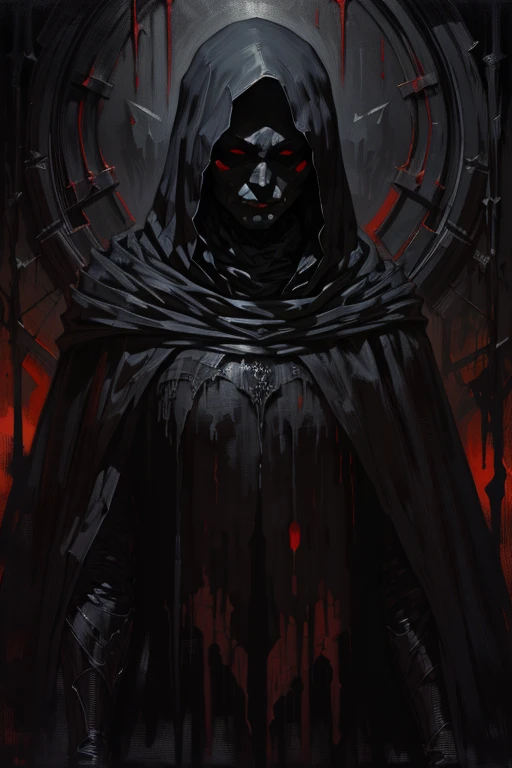 a dark hooded figure in a dark alley, Darth Vader, dramatic chiaroscuro lighting, cinematic composition, moody atmosphere, powerful presence, menacing stance, cape flowing, detailed textures, ominous ambiance, high contrast, dramatic shadows, cinematic lighting, ominous mood, dark fantasy, science fiction, digital art