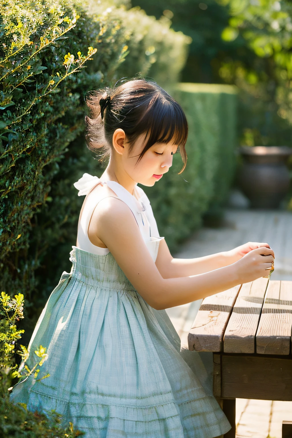 Children　Japanese　garden　play