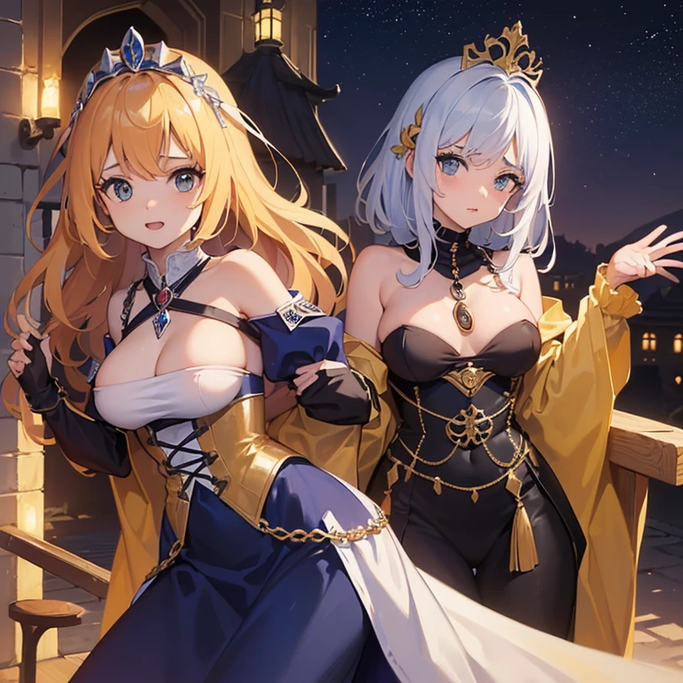 ((1 mulher rainha, Mulher com , erigir )),((com uma capa nas costas, com coroa))),((seios gigantescos, bare breasts, seios eretos, agarrando seios)),((cabelos brancos) ),((olhos castanhos, Cara desesperada)),((sentado em um trono de ouro,sentado de costas, perna direita sobre a perna esquerda)),((em um castelo assombrado, at night)),((1 arm behind the back)),