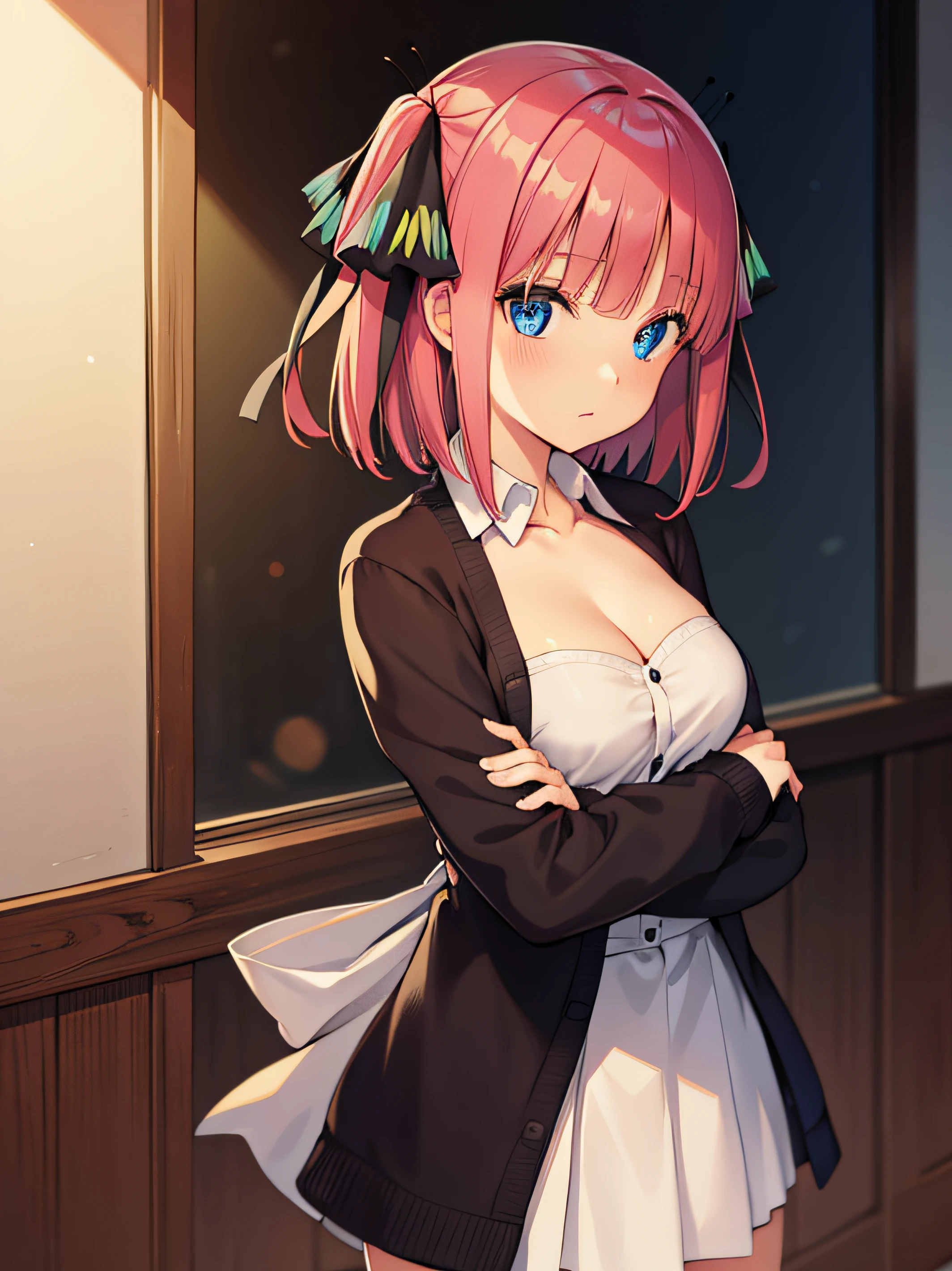 Permanently installed,White,Place your arms under your breasts,
花媪ªé¸é‡Œ,1 girl,alone,hair flower,pink hair,Hair Accessories,hits,hair between the eyes,green eyes,bright pupil,Hair intake,short hair,side lock,White Flowers,
(micro bikini:1.4)big breasts,thick thighs,, Beautiful visual effects, High Definition,Masterpiece,The best quality,, 18 years,young woman,beautiful fingers,beautiful long legs,beautiful body,beautiful nose,beautiful character design, Perfect eyes, perfect face,expressive eyes,
looking at the audience,
Official Art,Extremely detailed 8K unified CG wallpaper, perfect lighting,rich and Farbeful, bright_forehead_face_light,shiny skin,
(Masterpiece:1.0),(The best_quality:1.0), 超high resolution,4K,super detailed,
Photography, 8K, High dynamic range, high resolution, ridiculous:1.2, photo kodak 400, film grain, blurred background, bokeh:1.2, Lens flare, (Energetic_Farbe:1.2), (beautiful_face:1.5),(narrow_waist), ,NSFW,