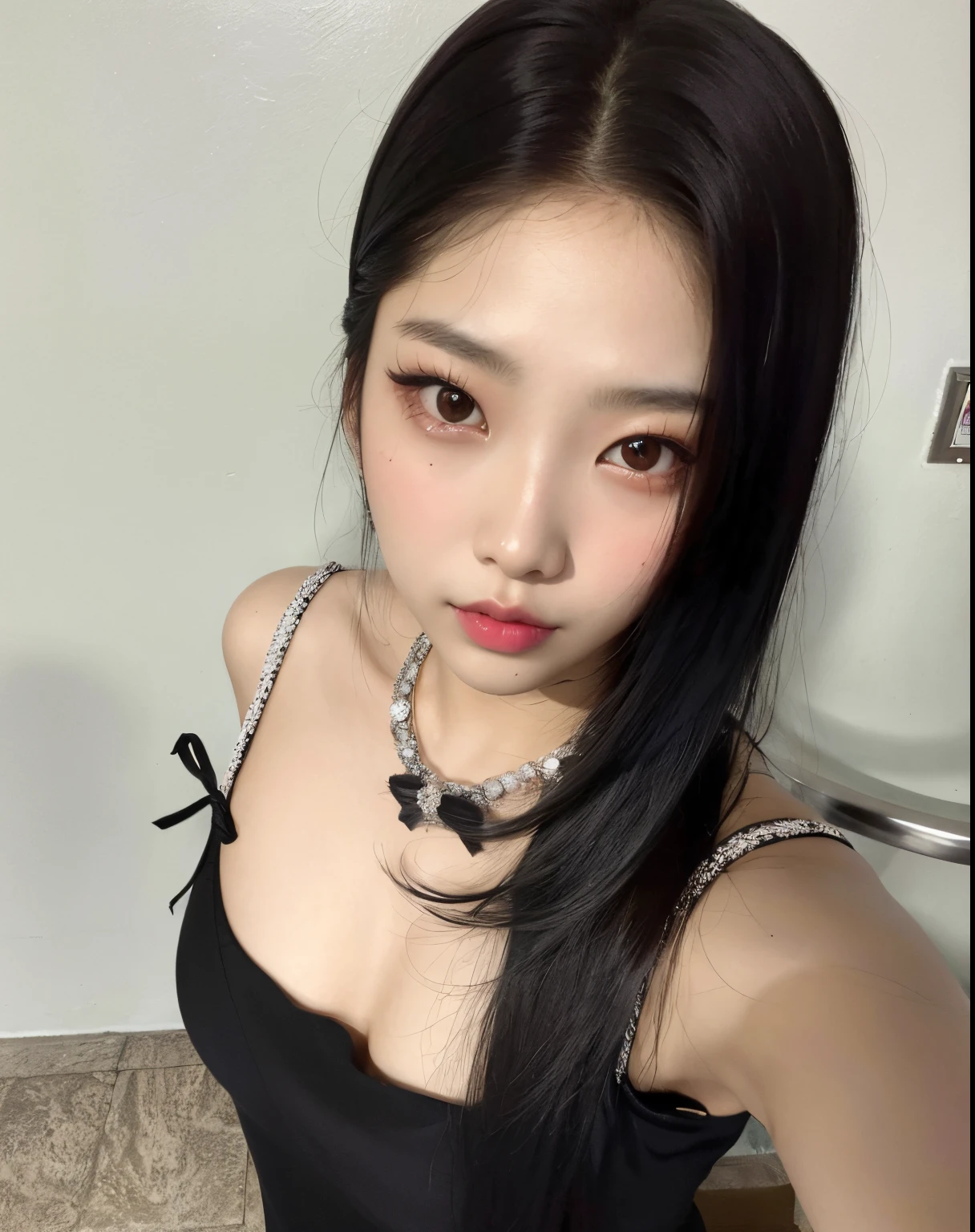 hay una mujer con cabello largo y negro que lleva un vestido negro, Jinyoung Shin, ulzzang, Jaeyeon Nam, Chica coreana, Heonhwa Choe, Wan adorable cara coreana, Hermosa joven coreana, Hermosa mujer surcoreana, Sakimichan, 8k selfie photograph, Blackpink Jennie, buena joven, tzuyu de dos veces