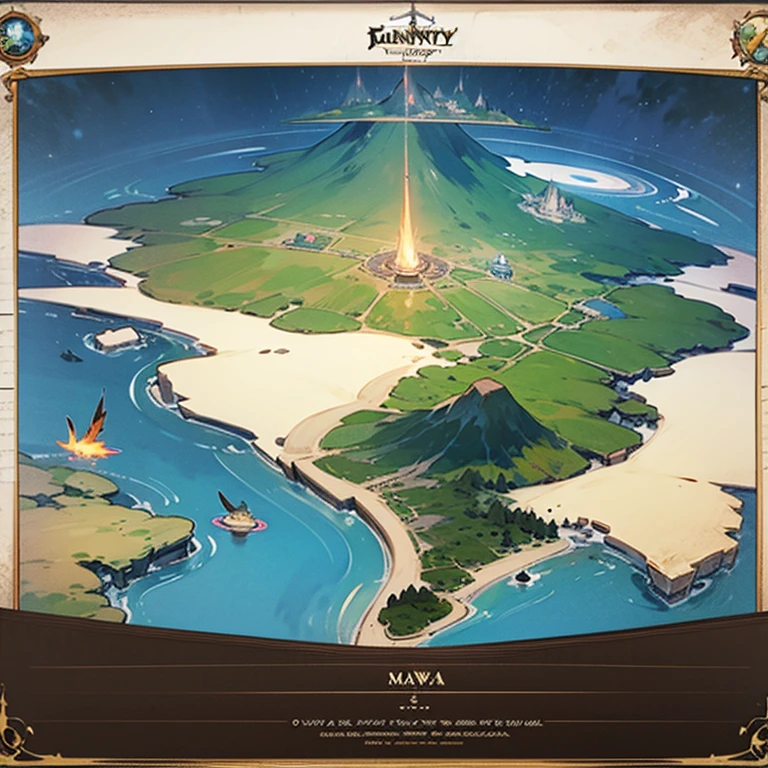 Big map. Fantasy map. Big island. Continent.