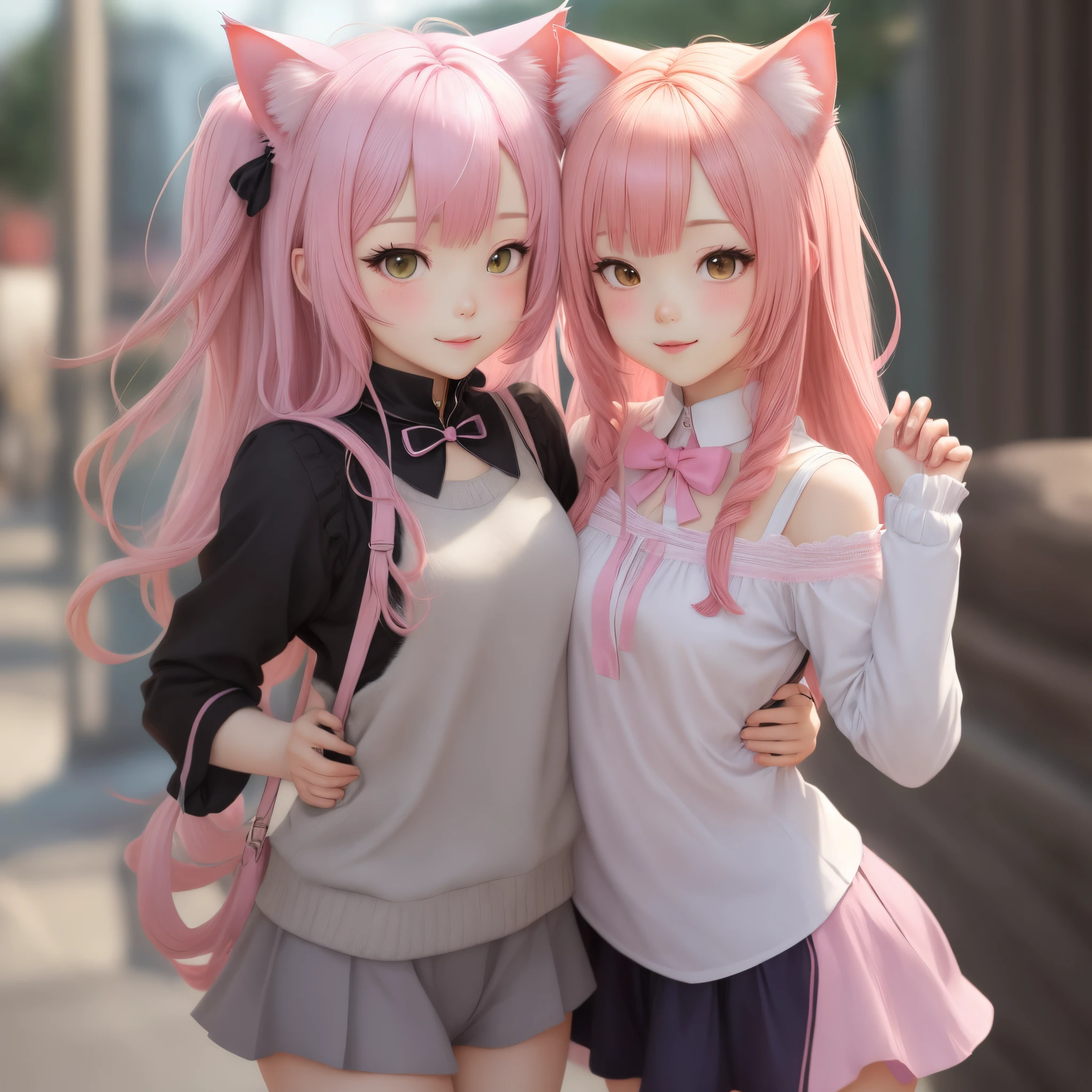 Anime girl cat ears with pink hair