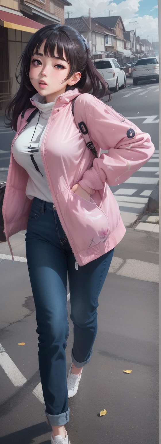 mira filzah squat and laughing, squatting, open both leg, wearing pastel pink panties in cyberpunk city street, crowded cyberpunk city street, (mira filzah:1.3), wearing hijab, pastel color hijab, red pastel , small tits, small breast, flat chest, bright lighting,
