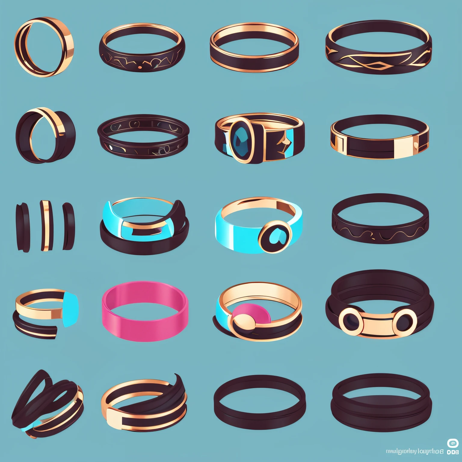 Different types of ring designs、It features a simple、Flat design、vector-art